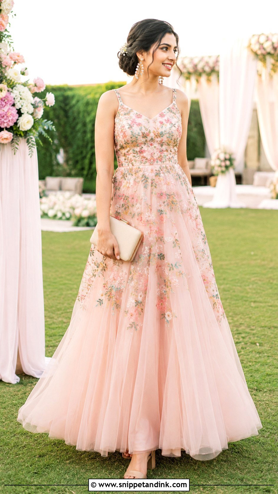 Pastel Floral Embroidered Gown - Snippet and Ink - 20 Latest Gown Designs Indian Wedding