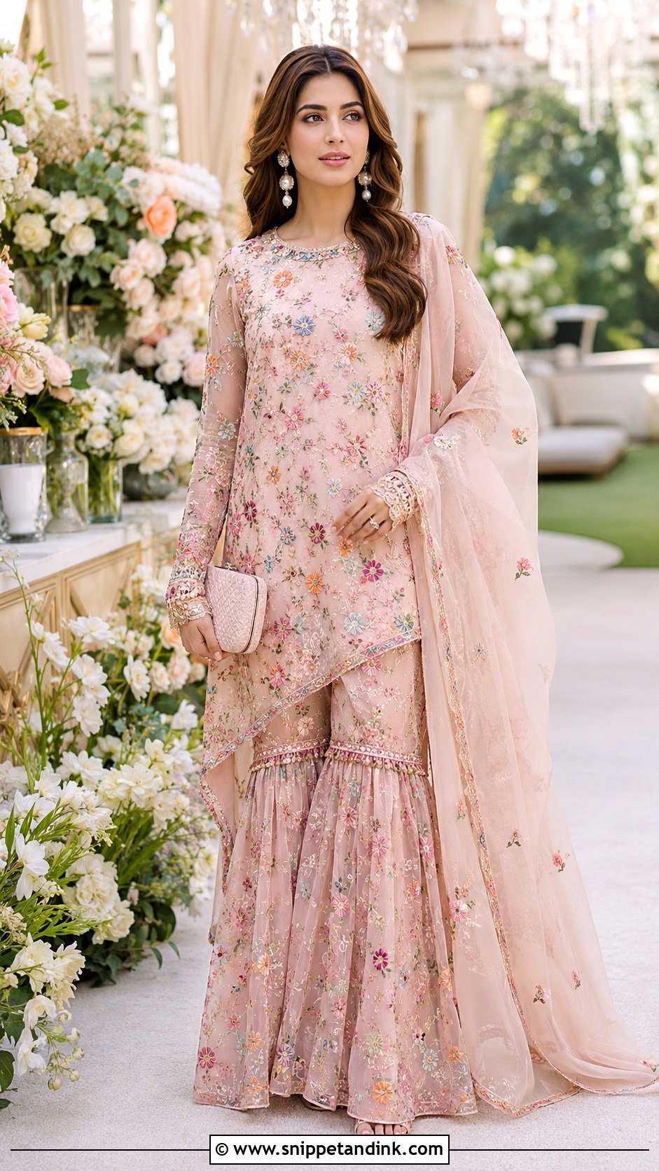 Pastel Floral Garara With Asymmetric Kurti - Snippet and Ink - 20 Garara Designs for Wedding