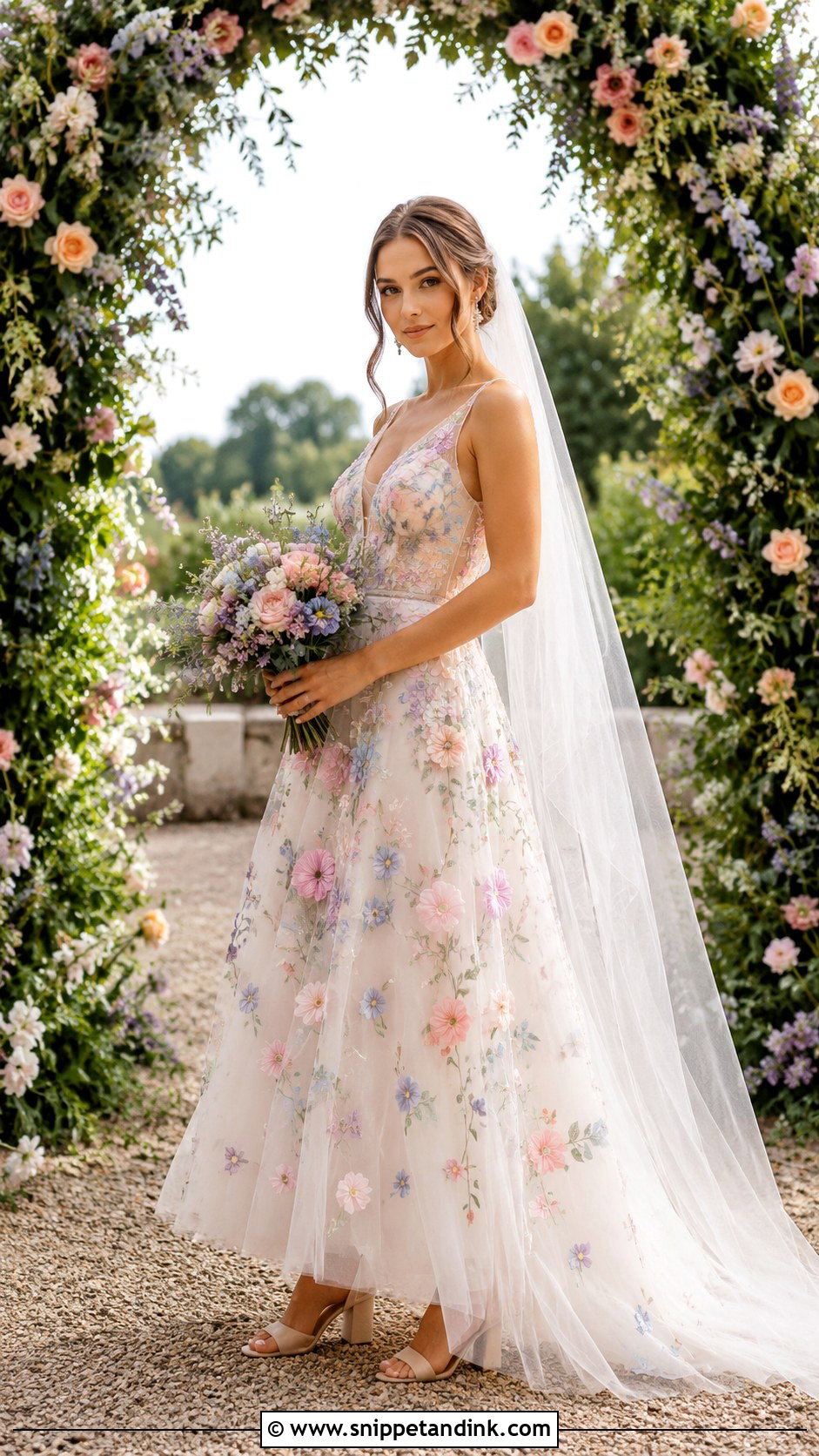 Pastel Floral Garden Wedding Dress - Snippet and Ink - 20 Flowered Wedding Dress Ideas