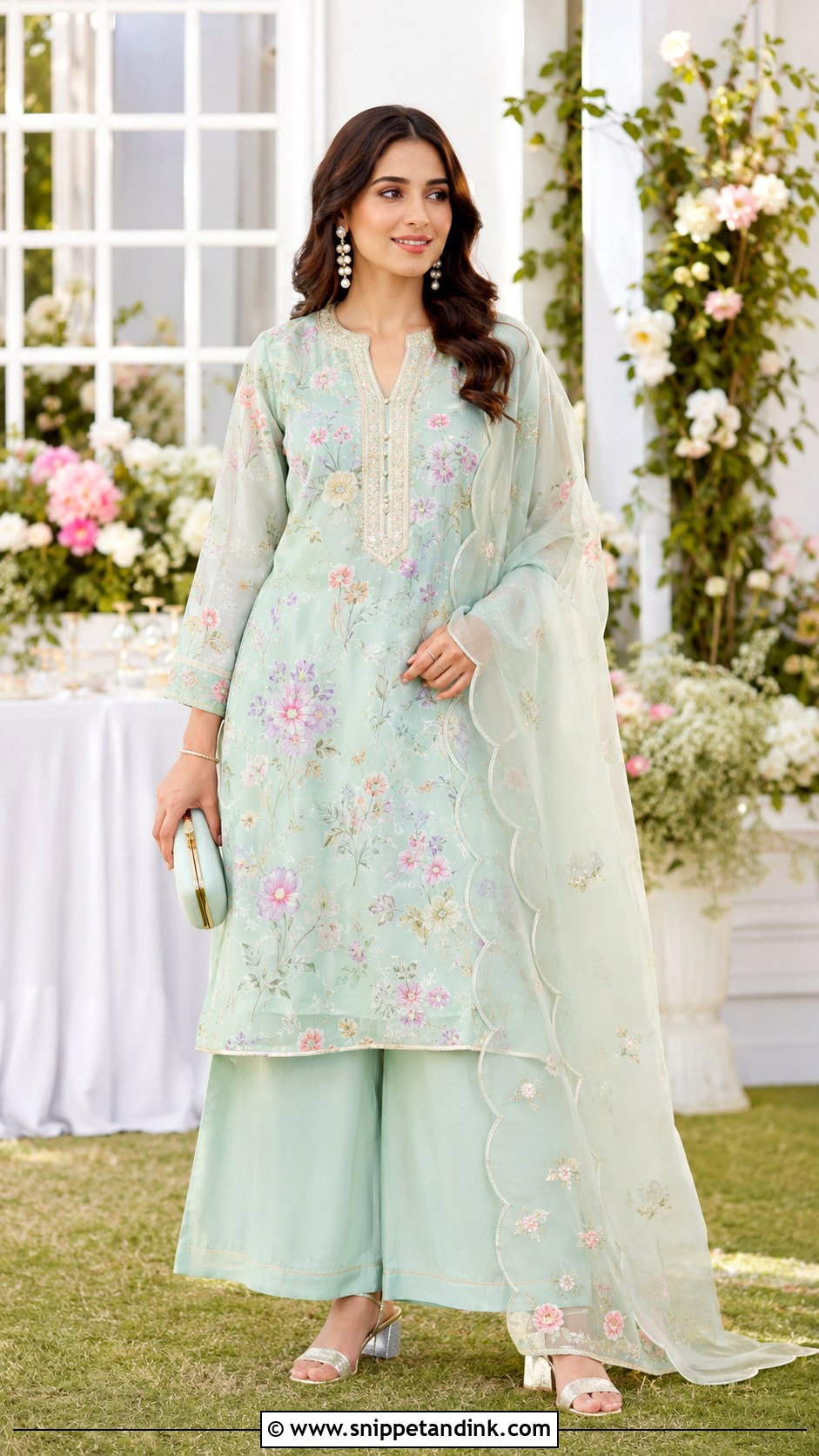 Pastel Floral Kurti With Palazzo Pants - Snippet and Ink - 20 Latest Kurti Designs for Wedding