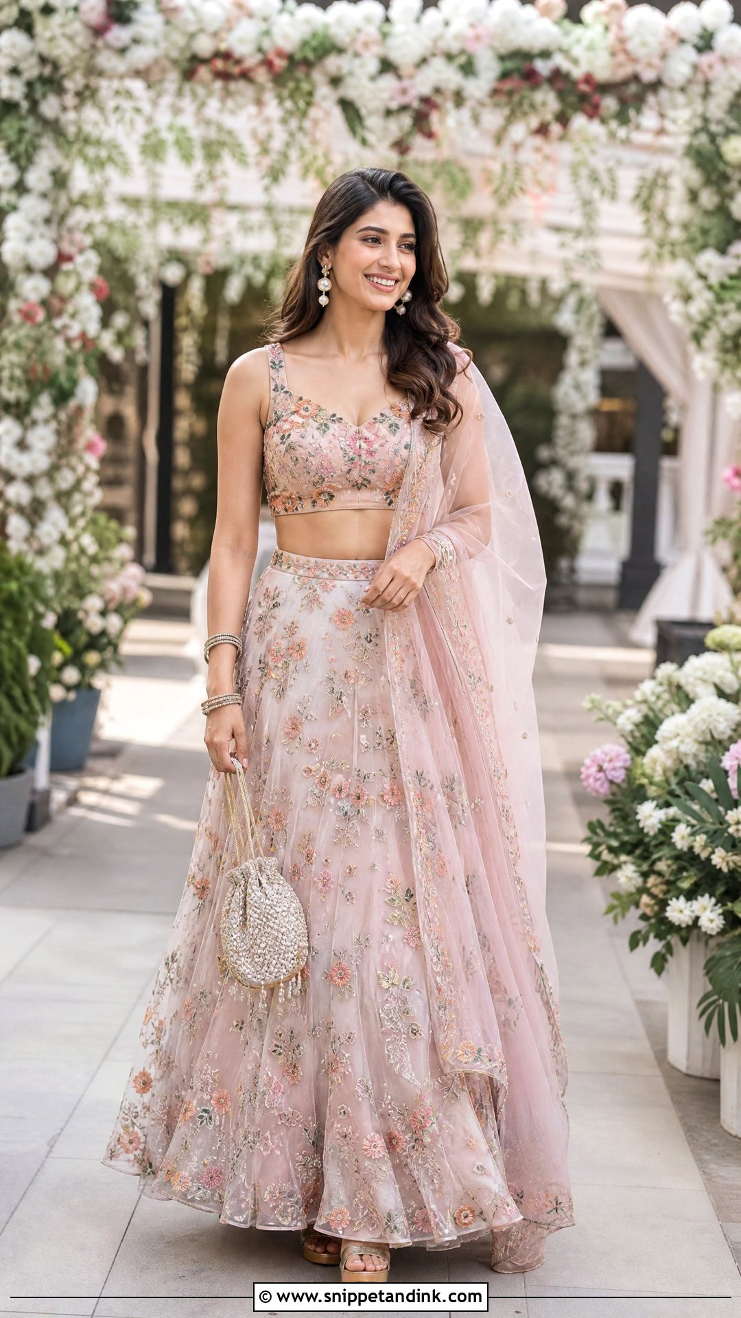 Pastel Floral Lehenga Indian Wedding Dress - Snippet and Ink - 20 Indian Wedding Dresses Women