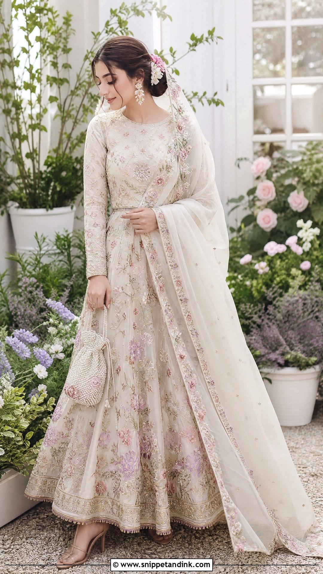 Pastel Floral Lehenga Nikkah Bridal Dress - Snippet and Ink - 20 Nikkah Bridal Dress Ideas