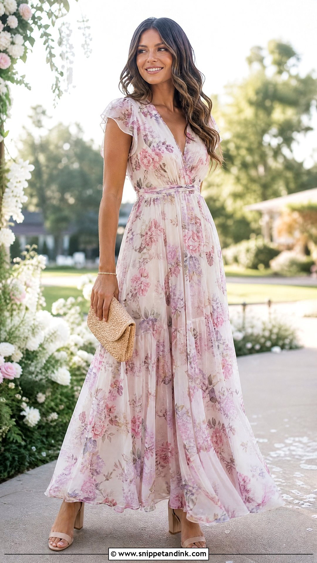 Pastel Floral Maxi Dress Wedding Outfit - Snippet and Ink - 25 Pastel Dress Wedding Outfit Ideas