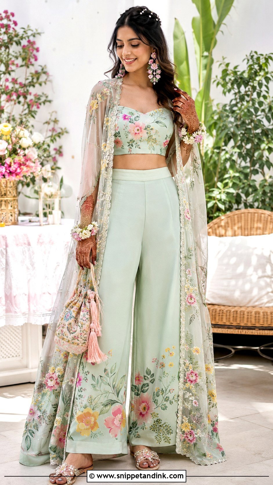 Pastel Floral Mehendi Co Ord Set - Snippet and Ink - 20 Bridal Mehendi Outfits