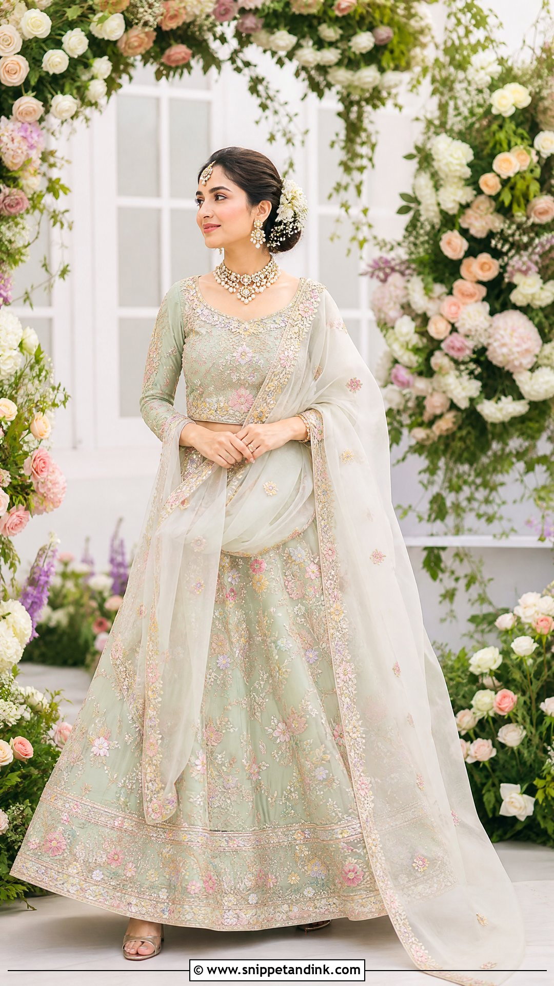 Pastel Floral Pakistani Bridal Lehenga - Snippet and Ink - 20 Pakistani Bridal Wedding Dresses