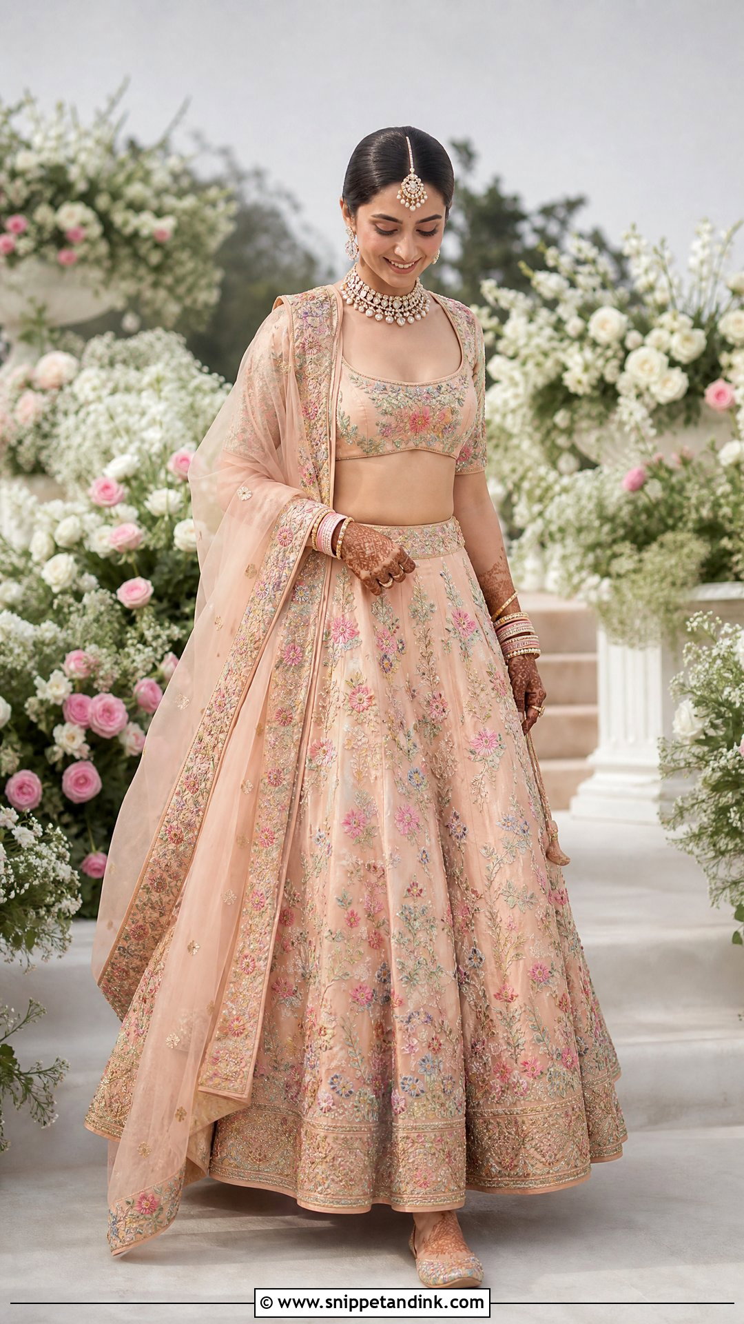 Pastel Floral Sabyasachi Bridal Lehenga - Snippet and Ink - 20 Indian Bridal Wear Sabyasachi Brides Ideas