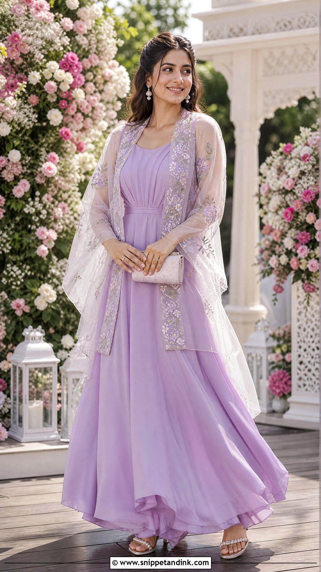 Pastel Georgette Dress With Organza Shrug - Snippet and Ink - 20 Shrug Dresses Indian Wedding