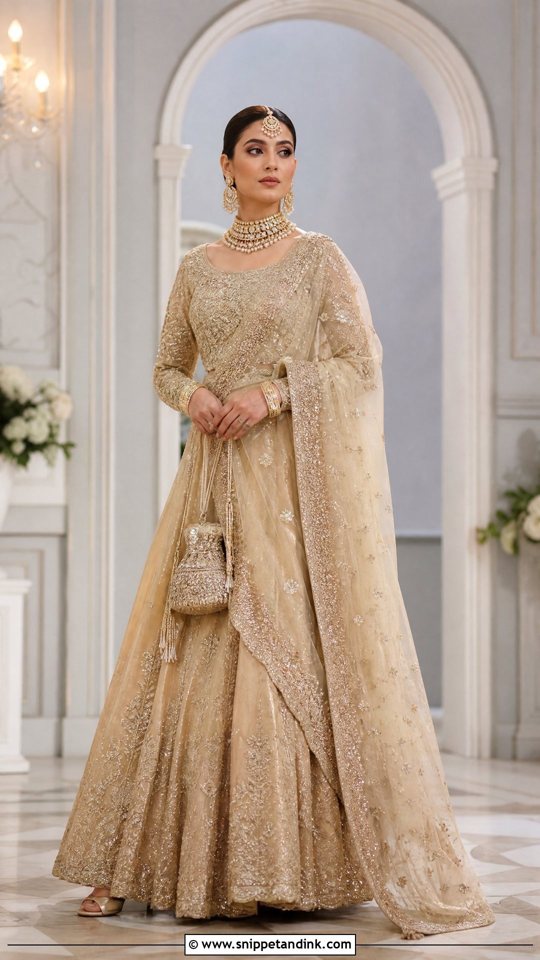 Pastel Gold Walima Dress - Snippet and Ink - 20 Walima Dress Colours