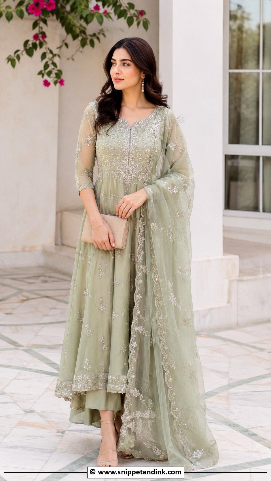 Pastel Gown With Dupatta - Snippet and Ink - 30 Gown with Dupatta Ideas