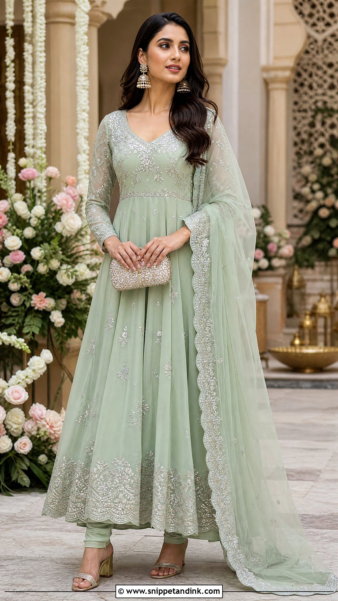 Pastel Green Anarkali Suit - Snippet and Ink - 20 Pastel Green Indian Dress Ideas