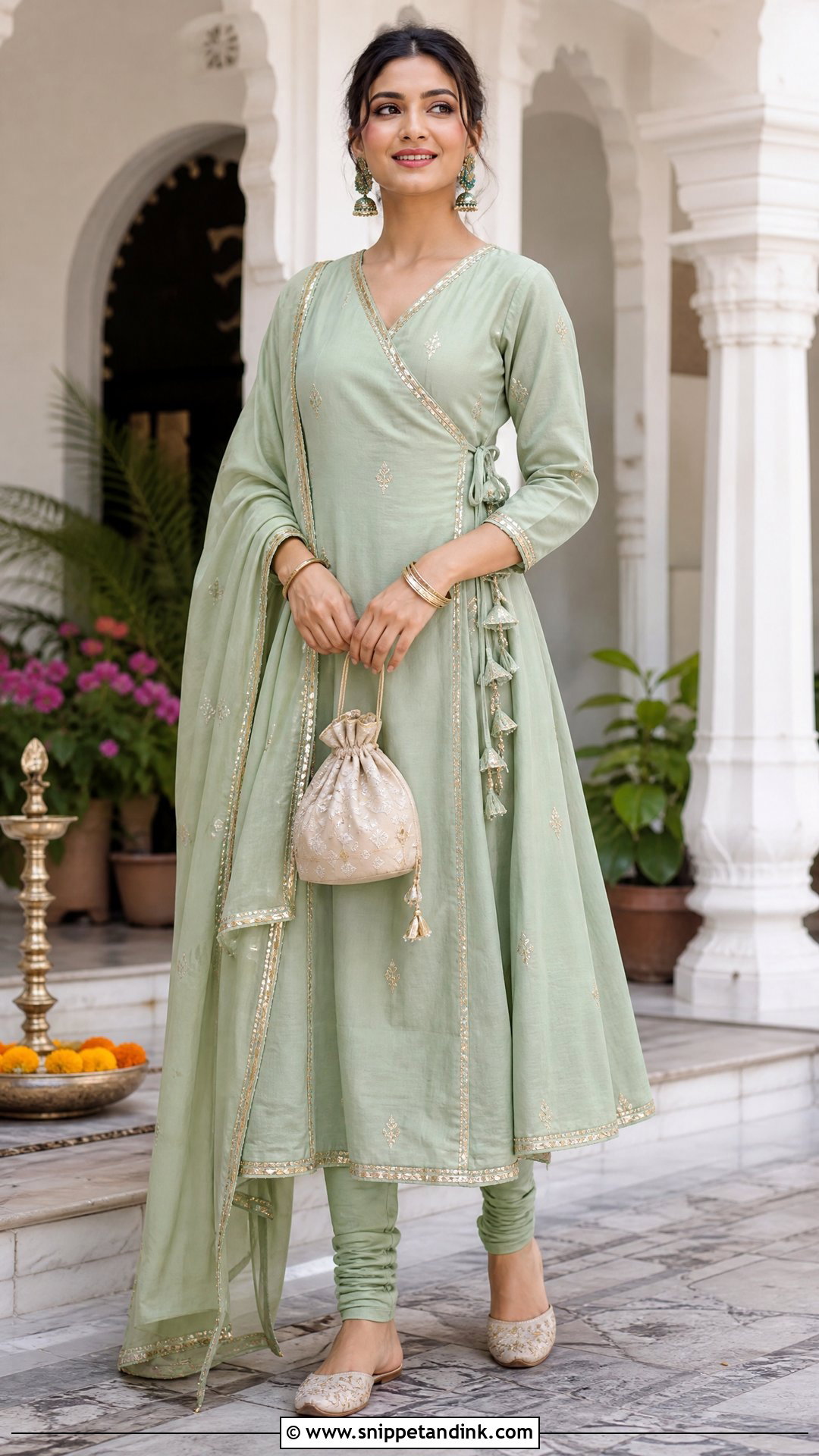 Pastel Green Angrakha Suit - Snippet and Ink - 20 Pastel Green Indian Dress Ideas