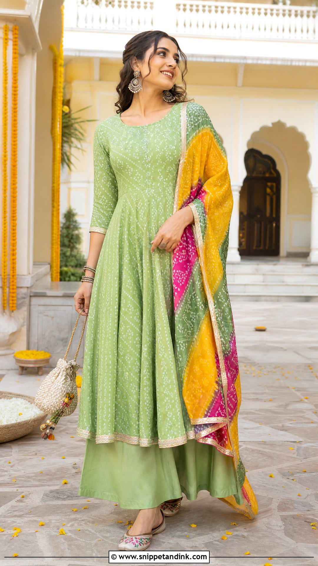 Pastel Green Bandhani Suit - Snippet and Ink - 20 Pastel Green Indian Dress Ideas