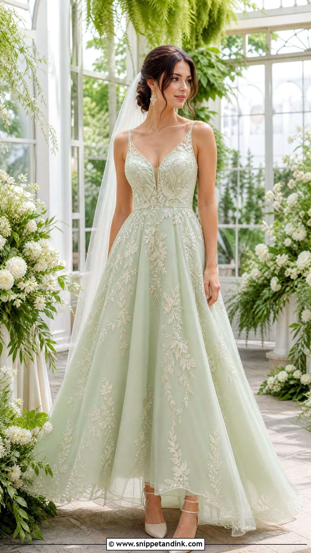 Pastel Green Floral Wedding Dress - Snippet and Ink - 25 Pastel Wedding Dress Ideas