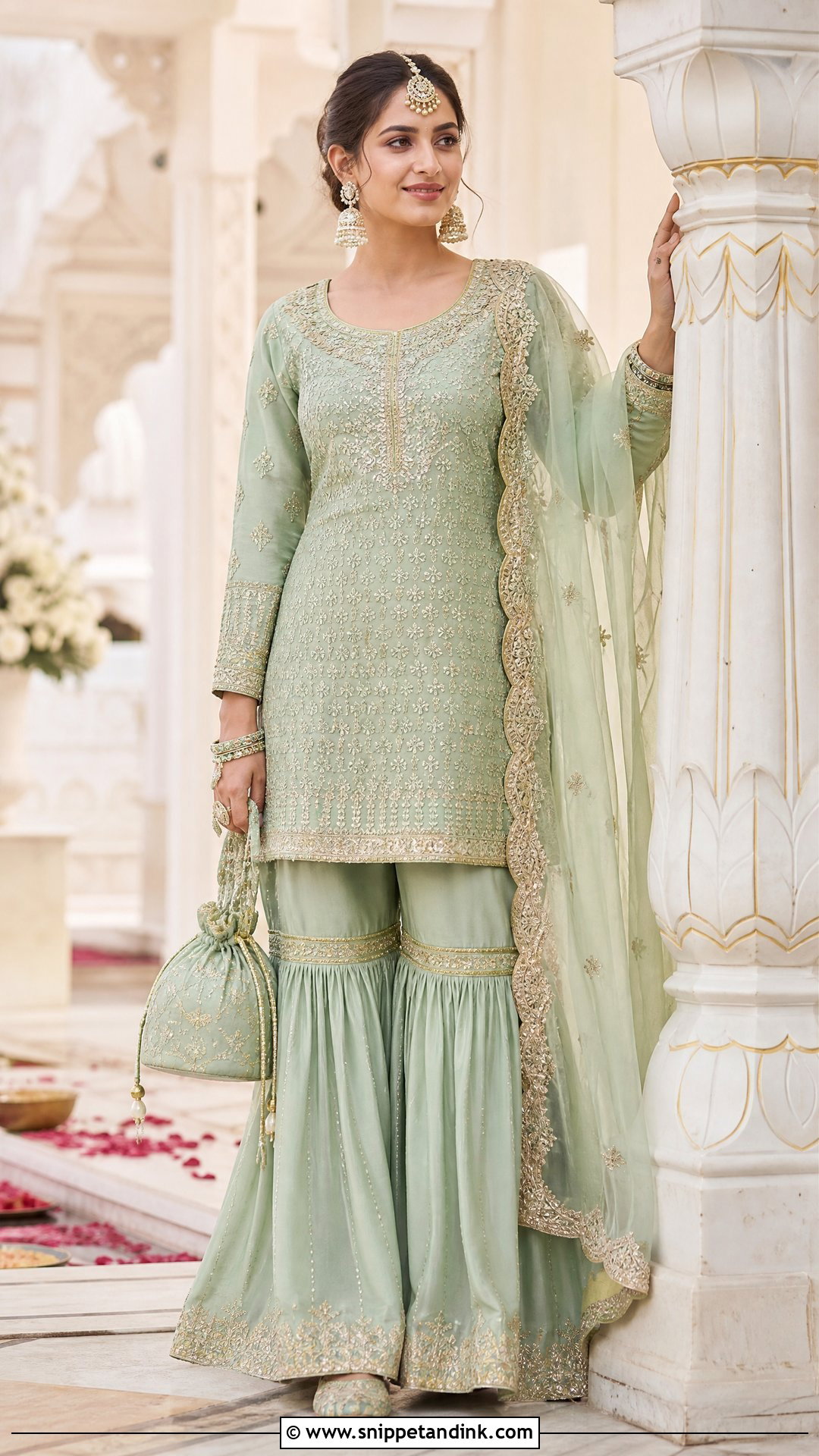 Pastel Green Gharara Suit - Snippet and Ink - 20 Pastel Green Indian Dress Ideas