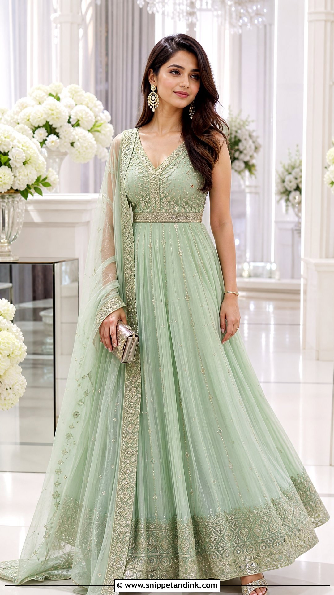 Pastel Green Indian Gown - Snippet and Ink - 20 Pastel Green Indian Dress Ideas
