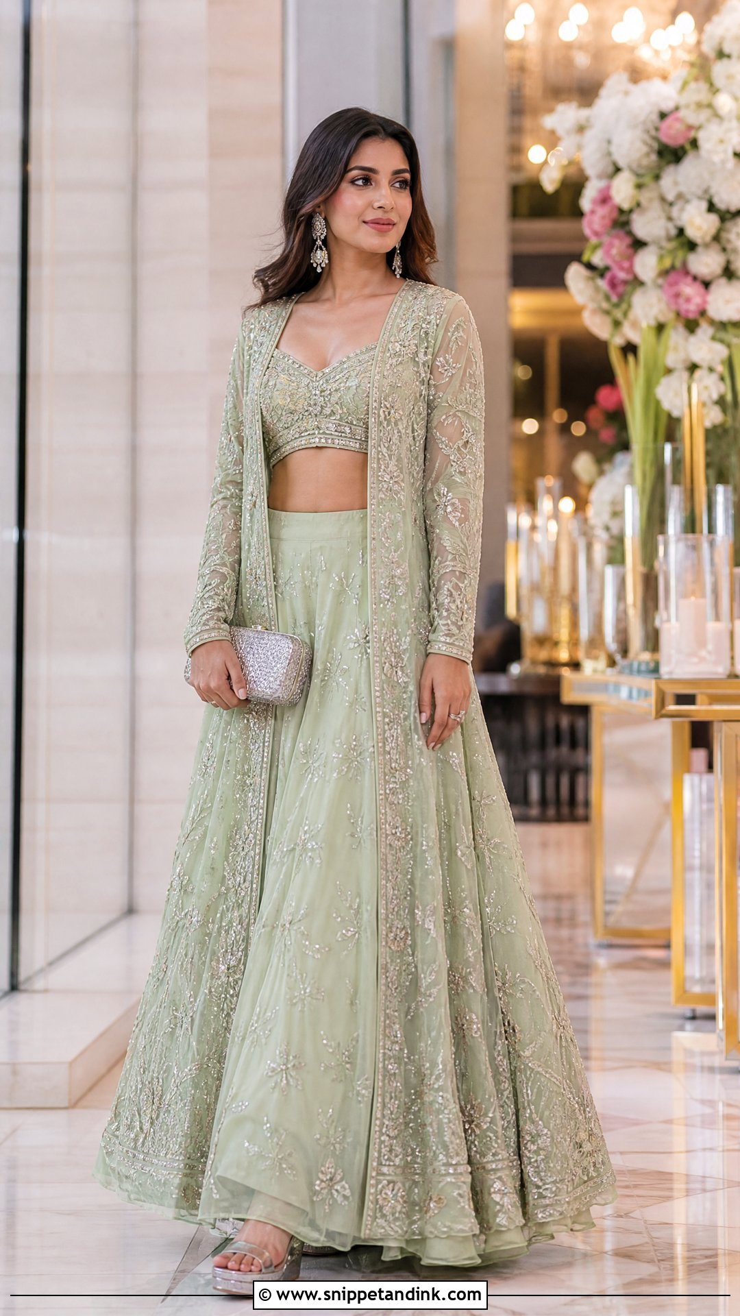Pastel Green Jacket Lehenga - Snippet and Ink - 20 Pastel Green Indian Dress Ideas
