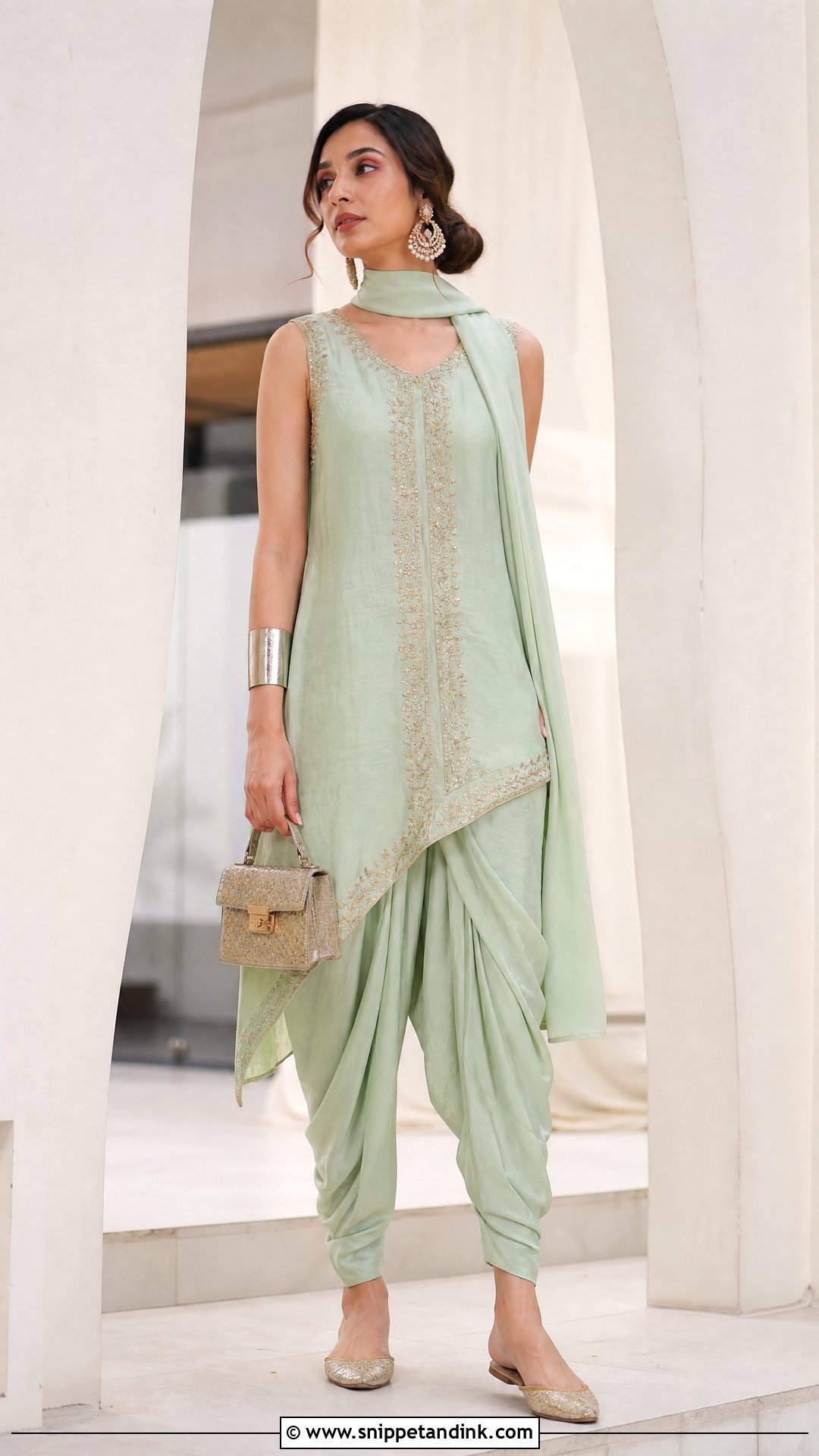 Pastel Green Kurta With Dhoti Pants - Snippet and Ink - 20 Pastel Green Indian Dress Ideas
