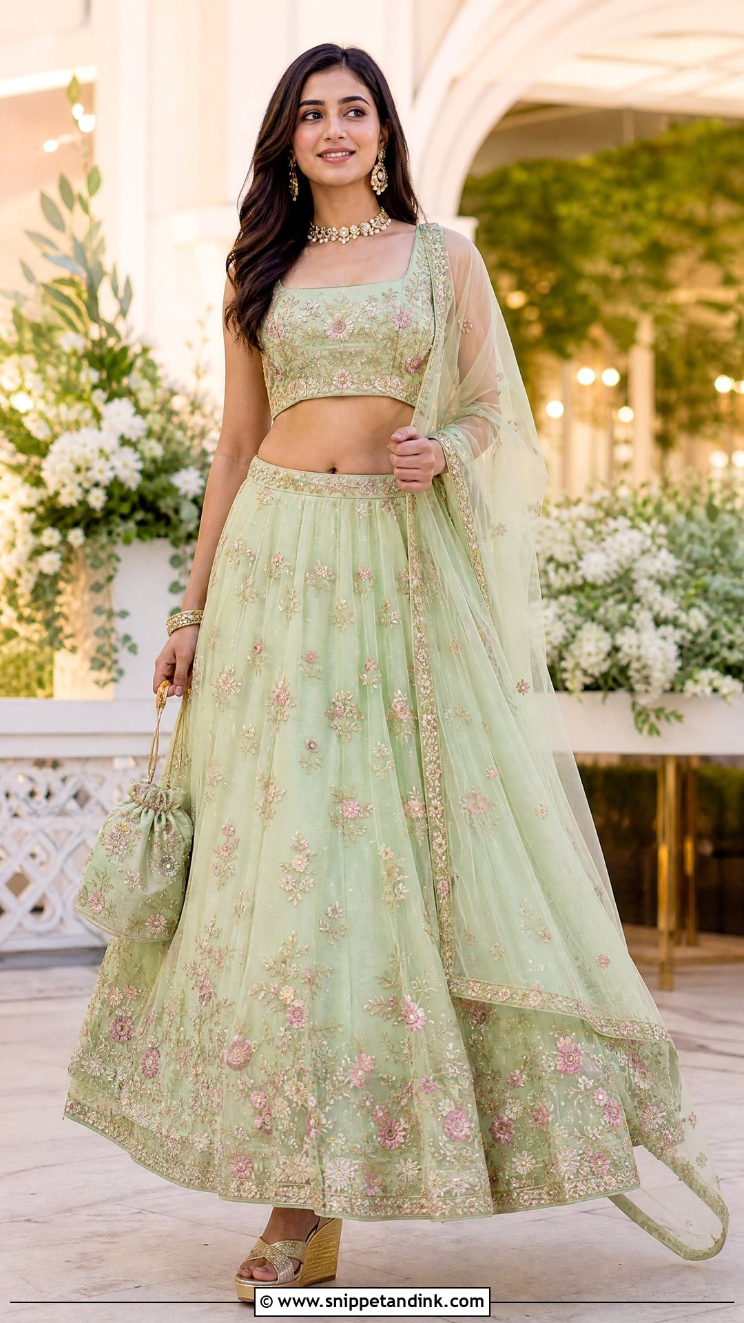 Pastel Green Lehenga Choli - Snippet and Ink - 20 Pastel Green Indian Dress Ideas