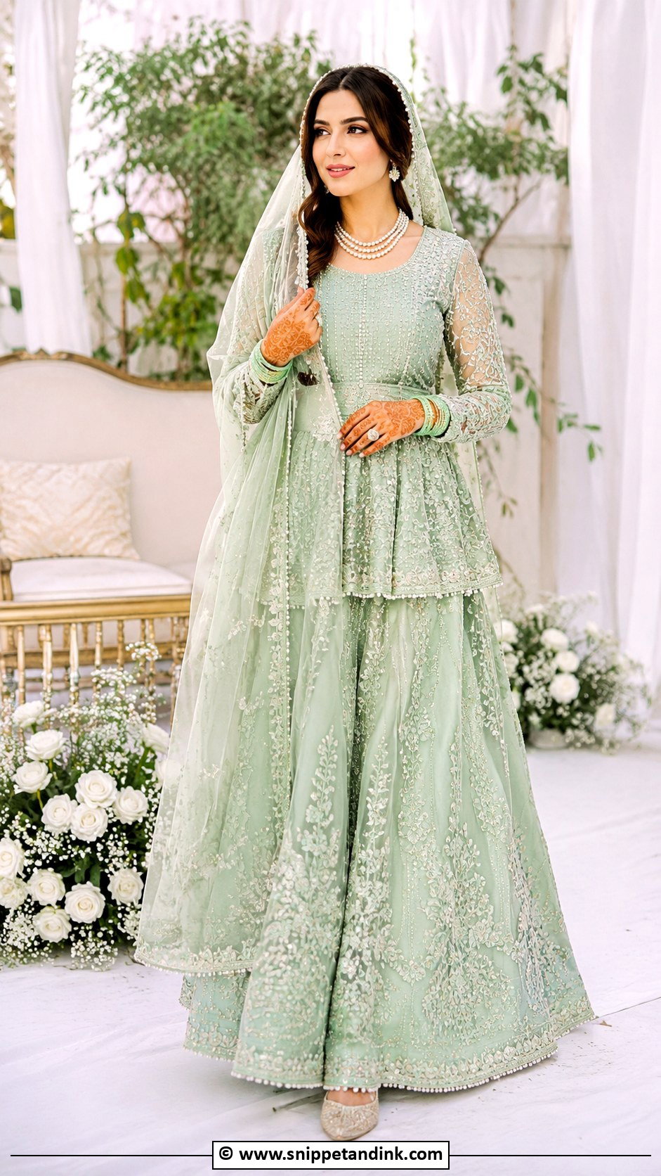Pastel Green Nikkah Lehenga Outfit - Snippet and Ink - 35 Nikkah Dress Ideas