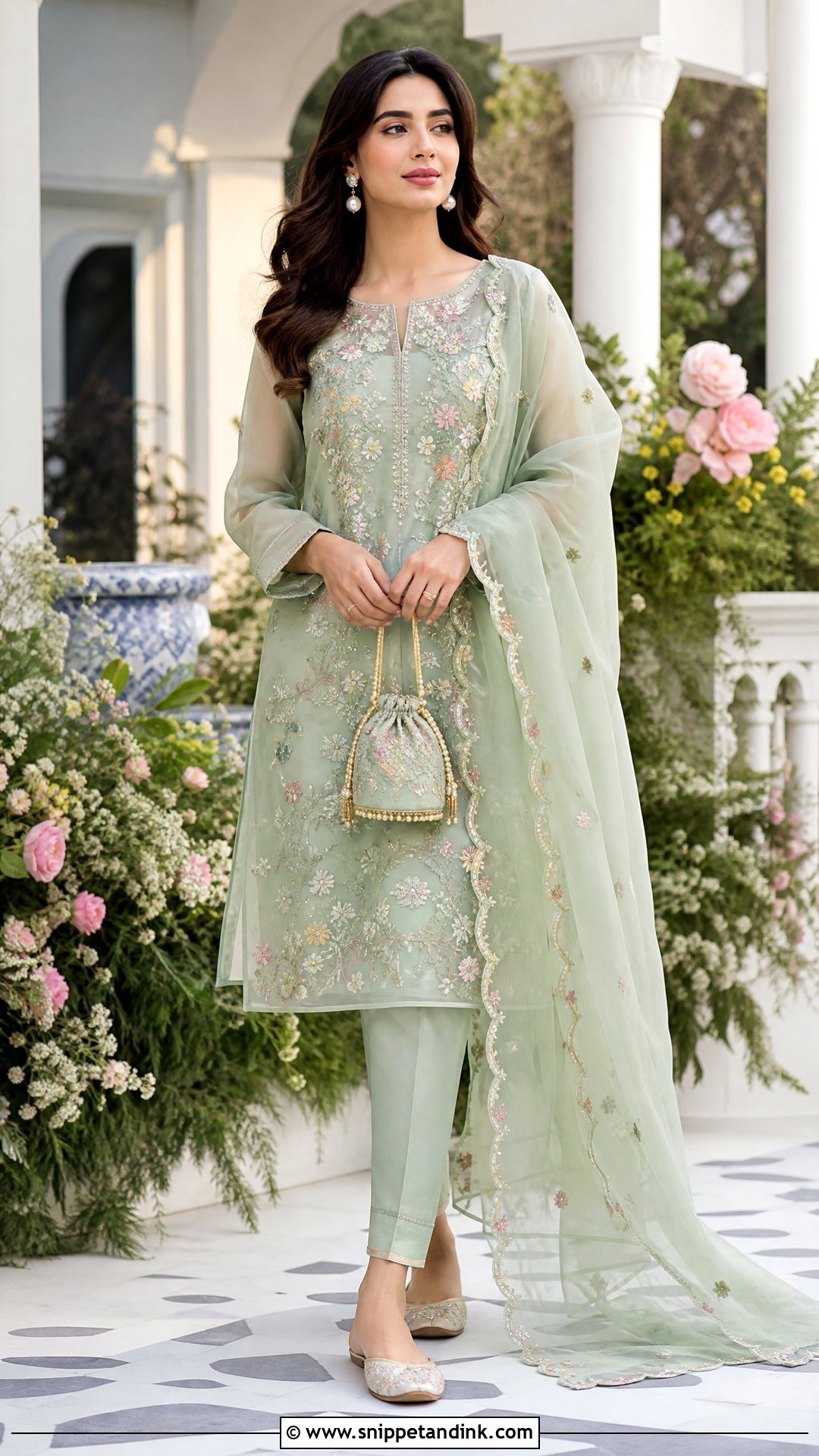 Pastel Green Organza Suit for Mehndi - Snippet and Ink - 20 Suit for Mehndi Function Ideas