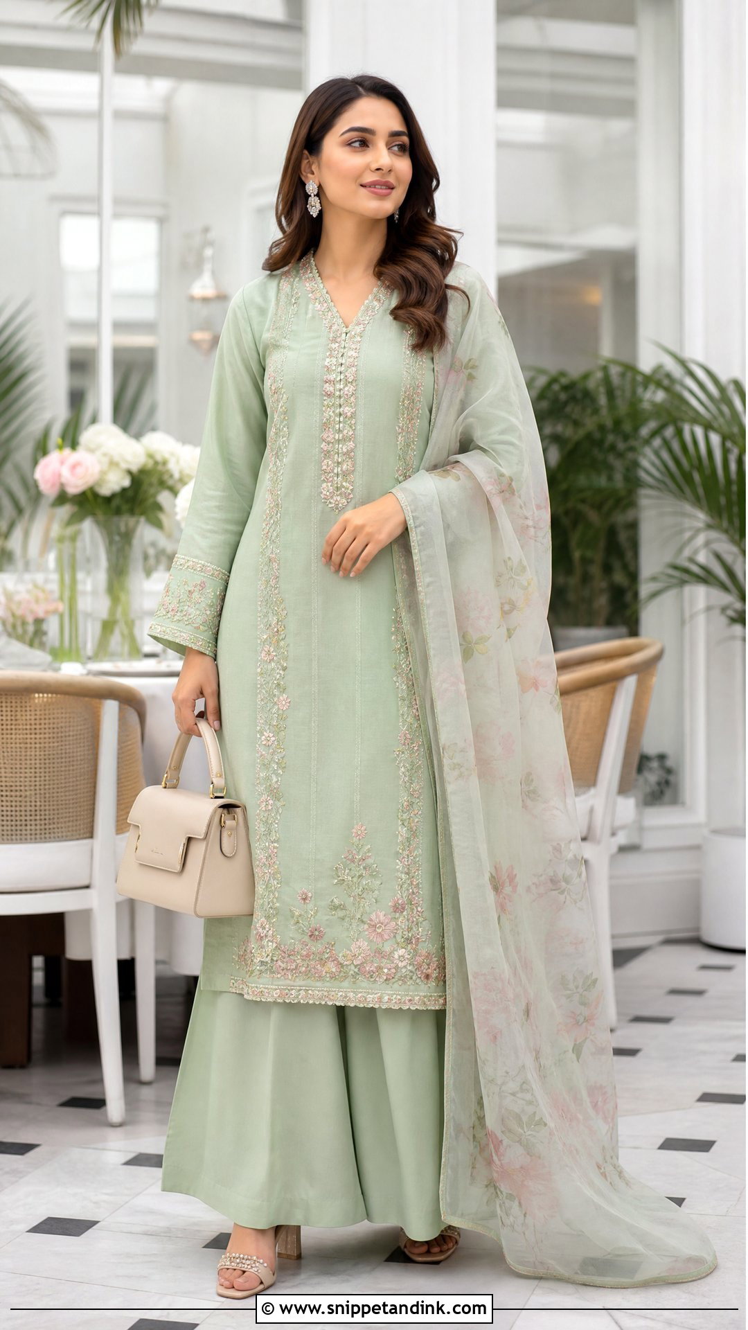 Pastel Green Palazzo Suit - Snippet and Ink - 20 Pastel Green Indian Dress Ideas