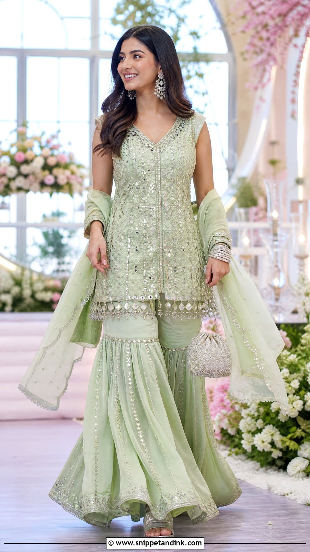 Pastel Green Sharara Suit - Snippet and Ink - 20 Pastel Green Indian Dress Ideas