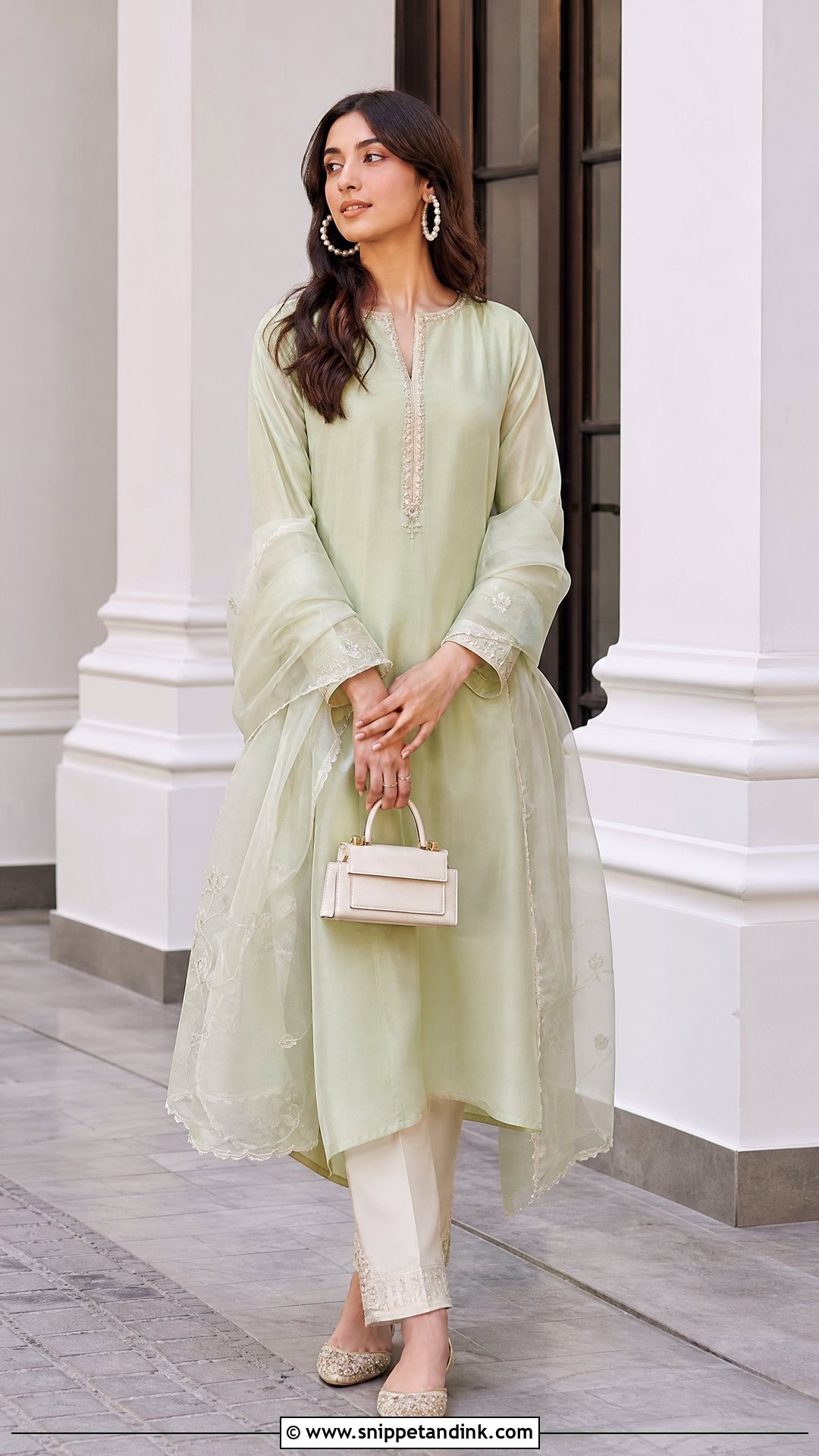 Pastel Green Straight Kurta With Pants - Snippet and Ink - 20 Pastel Green Indian Dress Ideas