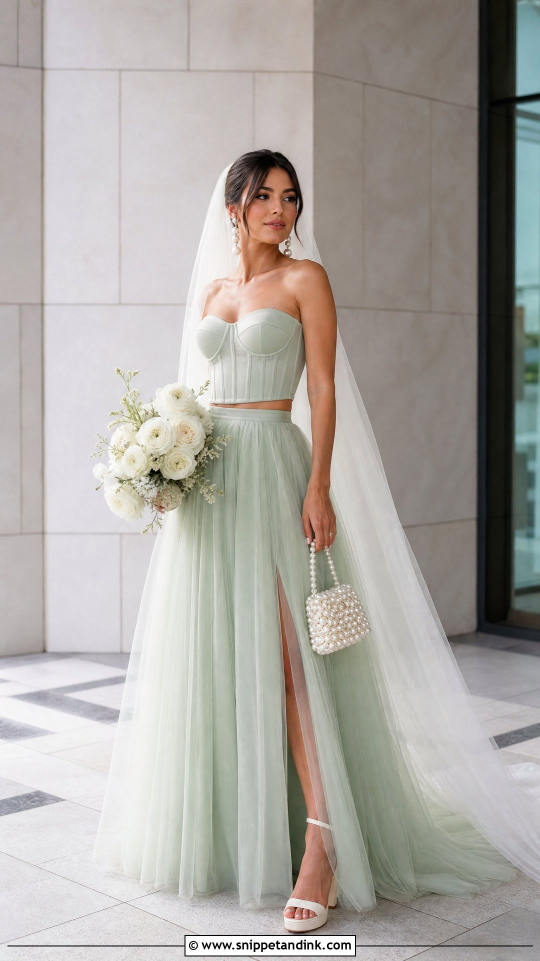 Pastel Green Two Piece Wedding Dress - Snippet and Ink - 20 Pastel Green Wedding Dress Ideas