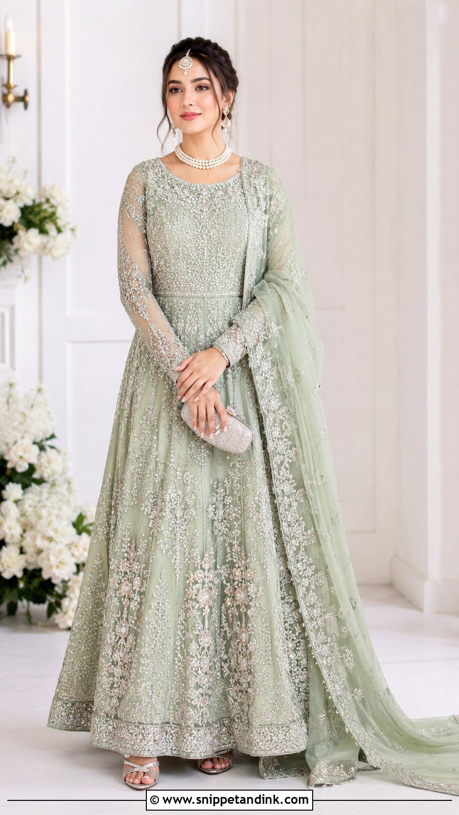Pastel Green Valima Maxi Dress - Snippet and Ink - 25 Valima Dress for Bride Ideas