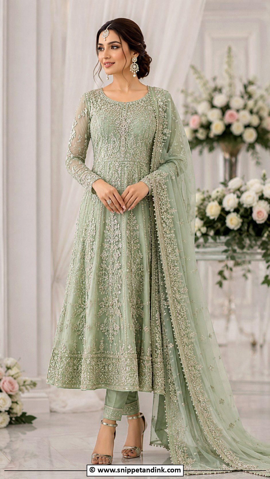 Pastel Green Walima Anarkali Dress - Snippet and Ink - 35 Walima Dresses Pakistani Brides