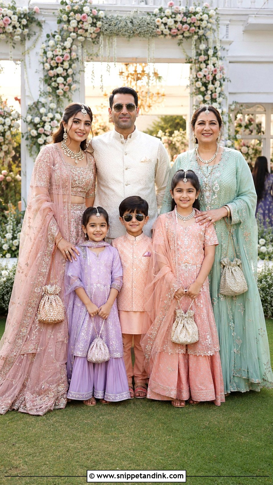 Pastel Indian Wedding Family Outfits - Snippet and Ink - 25 Indian Wedding Family Matching Outfits