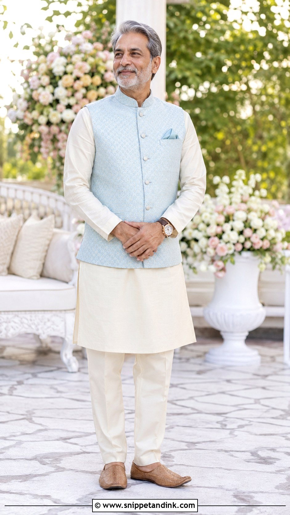 Pastel Kurta With Nehru Jacket - Snippet and Ink - 20 Father Dress for Indian Wedding Ideas