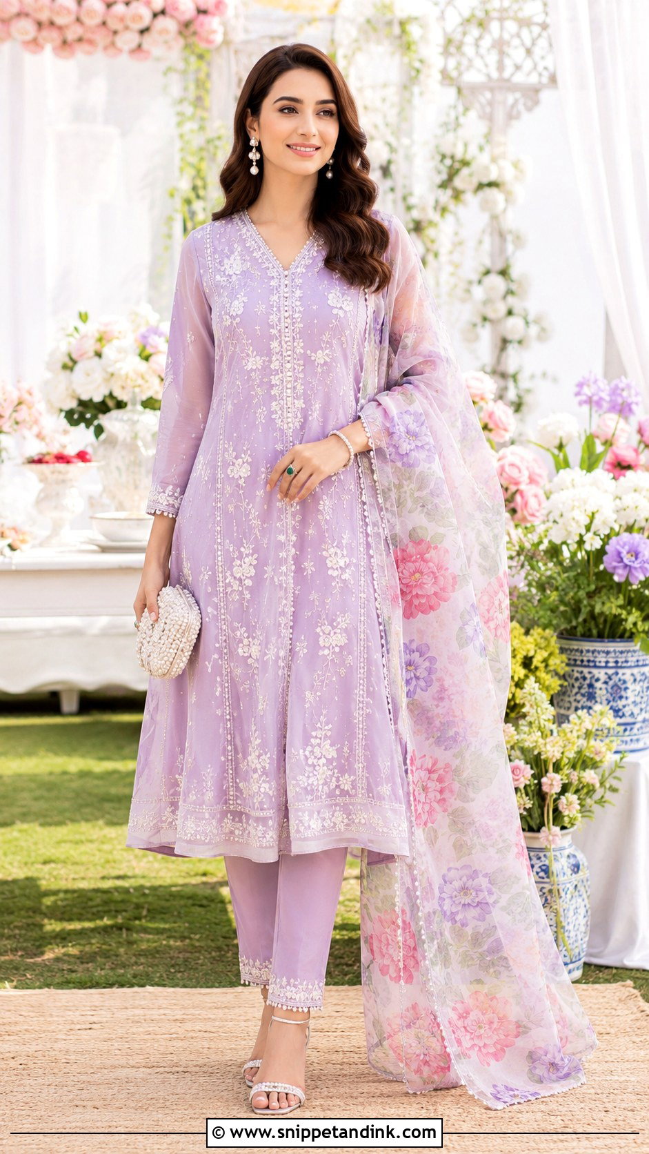 Pastel Kurti With Organza Dupatta - Snippet and Ink - 20 Wedding Kurti Ideas