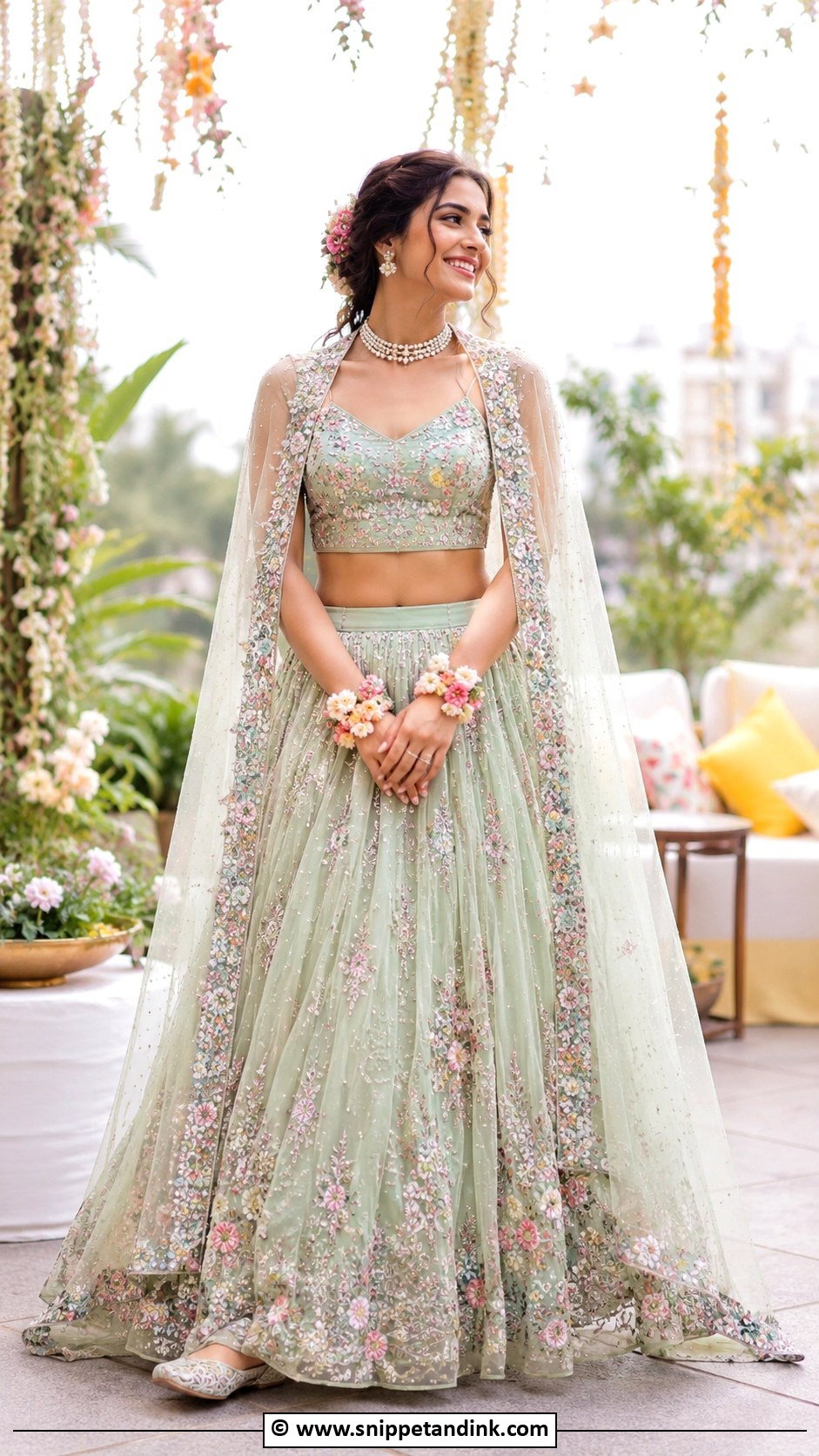 Pastel Lehenga For Mehandi - Snippet and Ink - 25 Mehandi Outfit Ideas