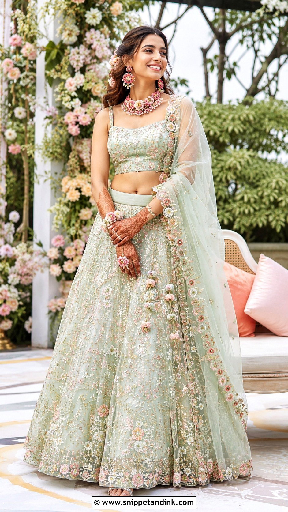 Pastel Lehenga Mehandi Outfit - Snippet and Ink - 25 Indian Bridal Mehandi Outfits Brides