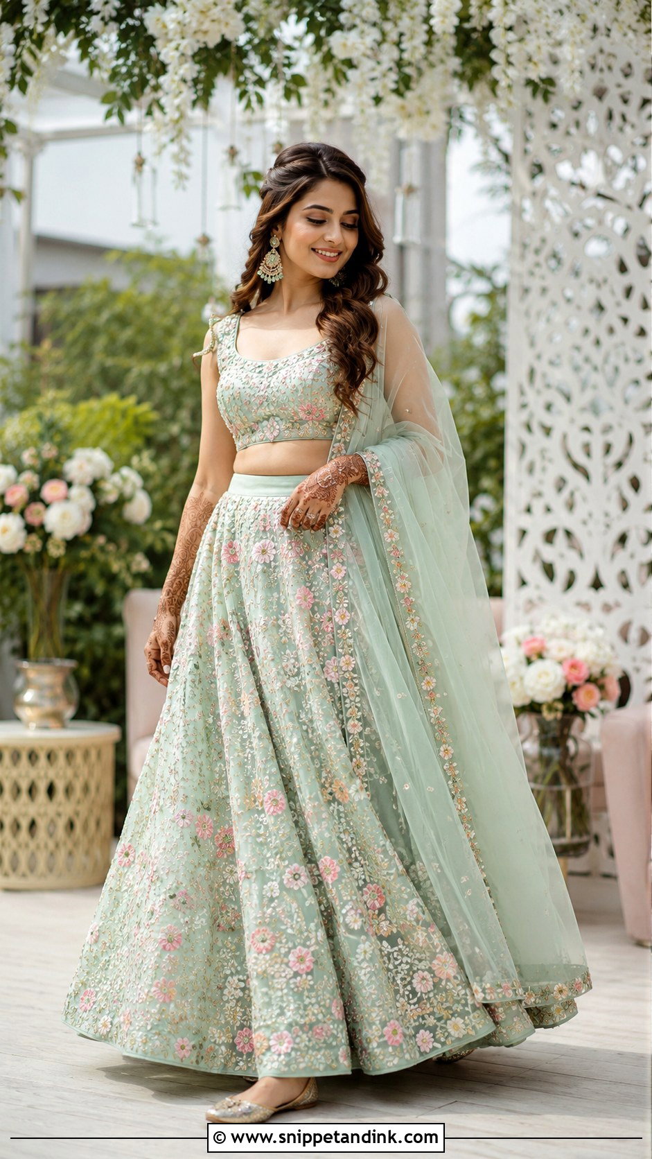 Pastel Lehenga Mehendi Outfit - Snippet and Ink - 35 Mehendi Outfits