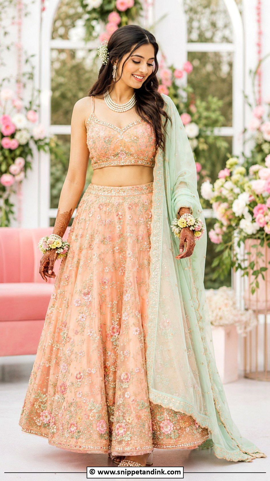 Pastel Lehenga Mehndi Outfit - Snippet and Ink - 30 Mehandi Dresses Mehndi Outfit