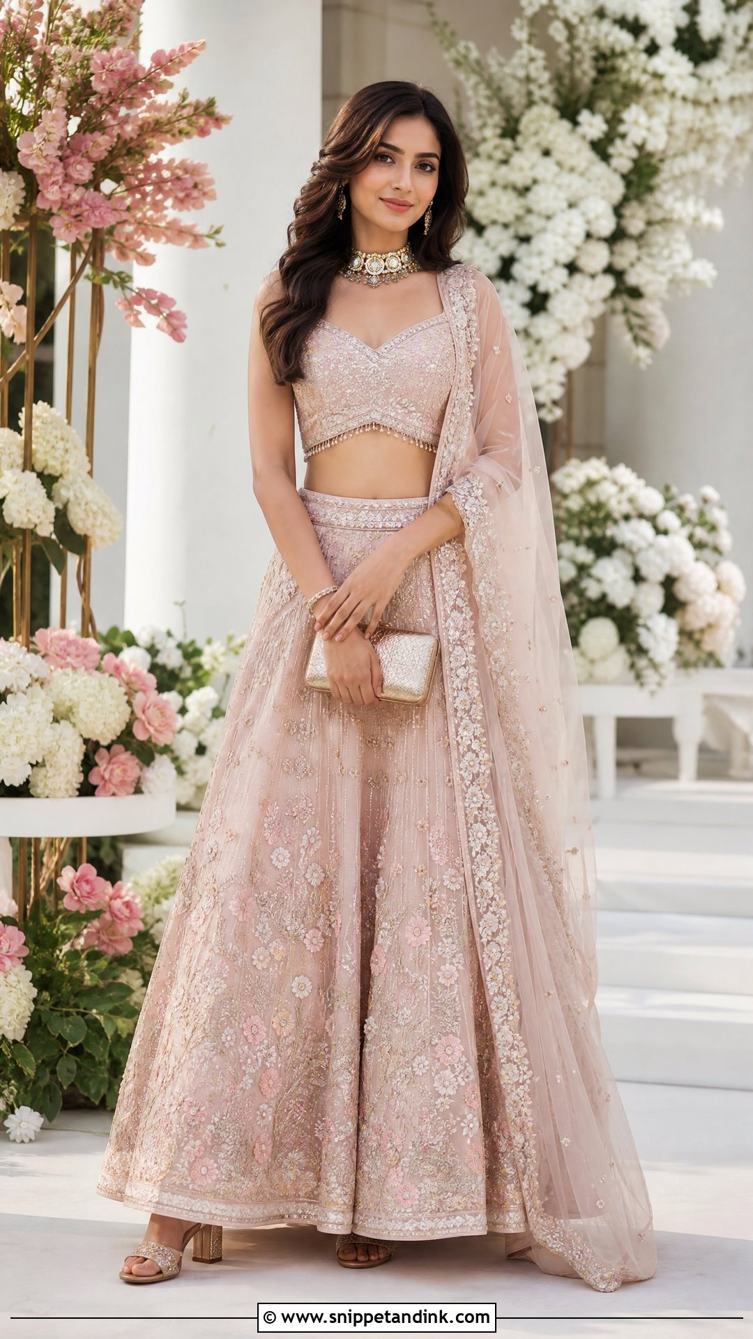 Pastel Lehenga Ring Ceremony Outfit - Snippet and Ink - 20 Ring Ceremony Outfit for Bride Ideas