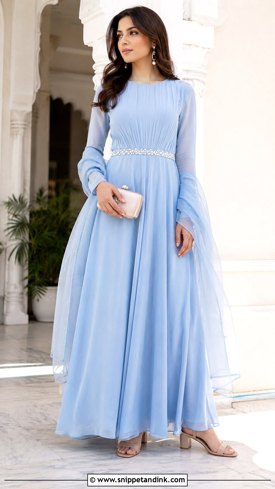 Pastel Long Gown With Dupatta - Snippet and Ink - 20 Long Gown with Dupatta Ideas