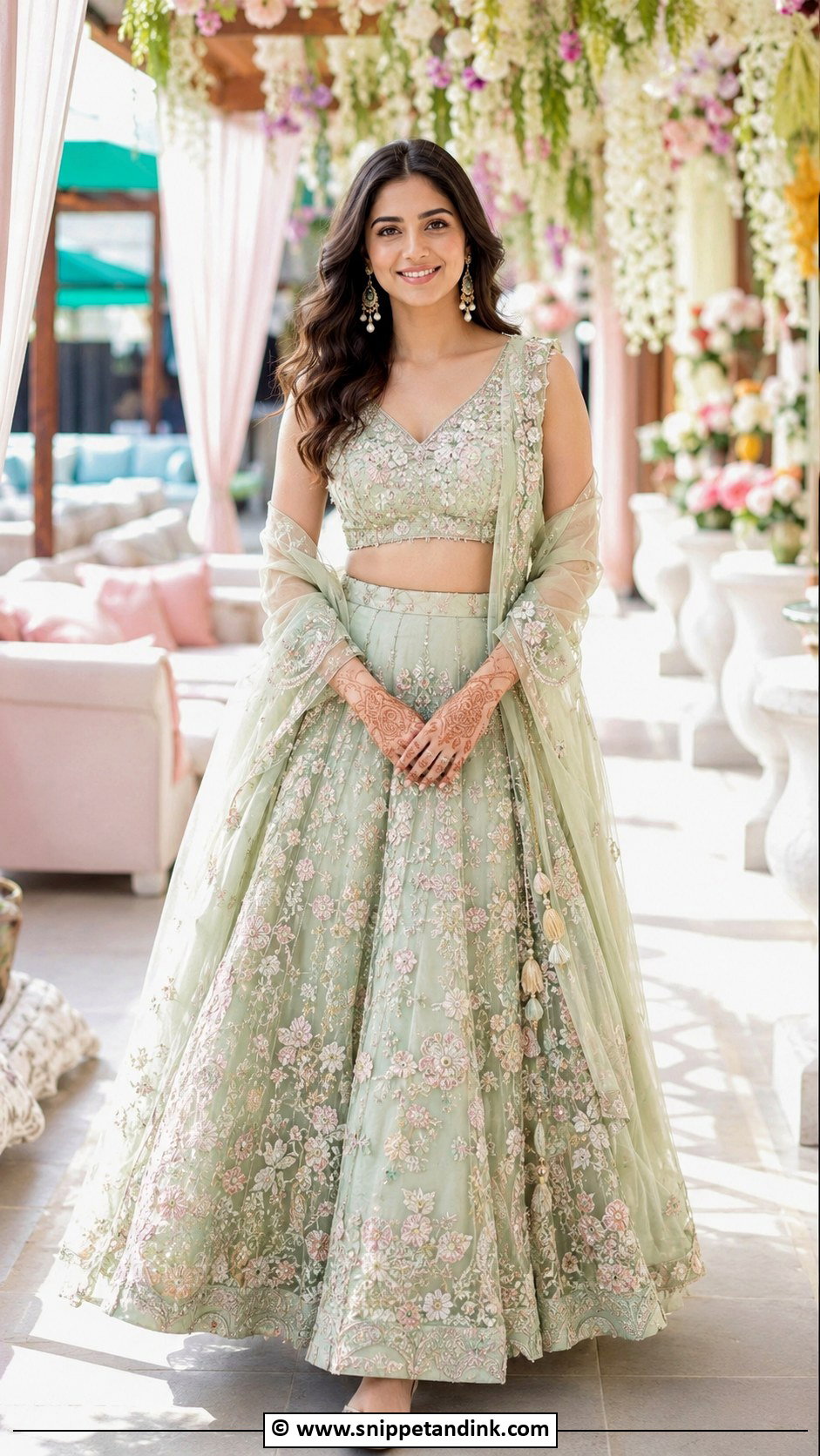 Pastel Mehendi Bridal Lehenga - Snippet and Ink - 30 Mehendi Bridal Outfit Ideas