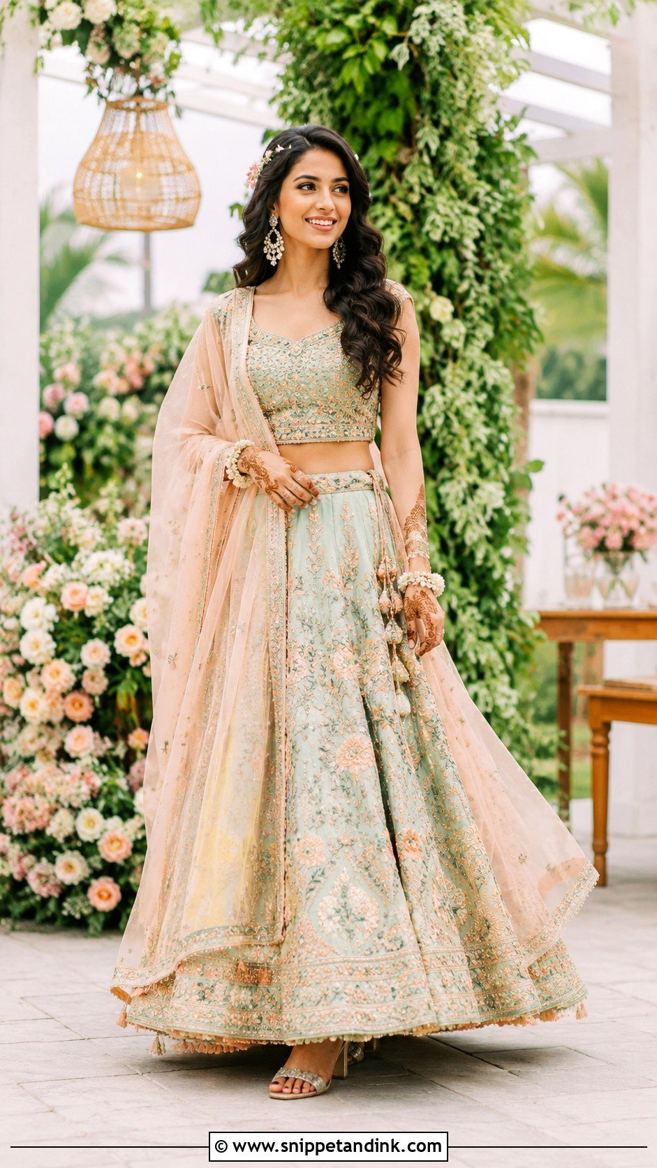 Pastel Mehendi Lehenga - Snippet and Ink - 25 Mehendi Outfit for Bride Ideas