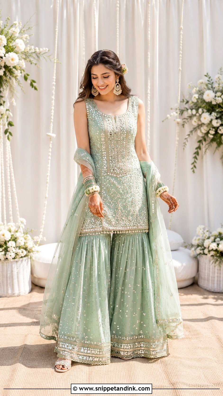 Pastel Mehendi Outfit For Bride - Snippet and Ink - 30 Mehendi Dress Brides Ideas