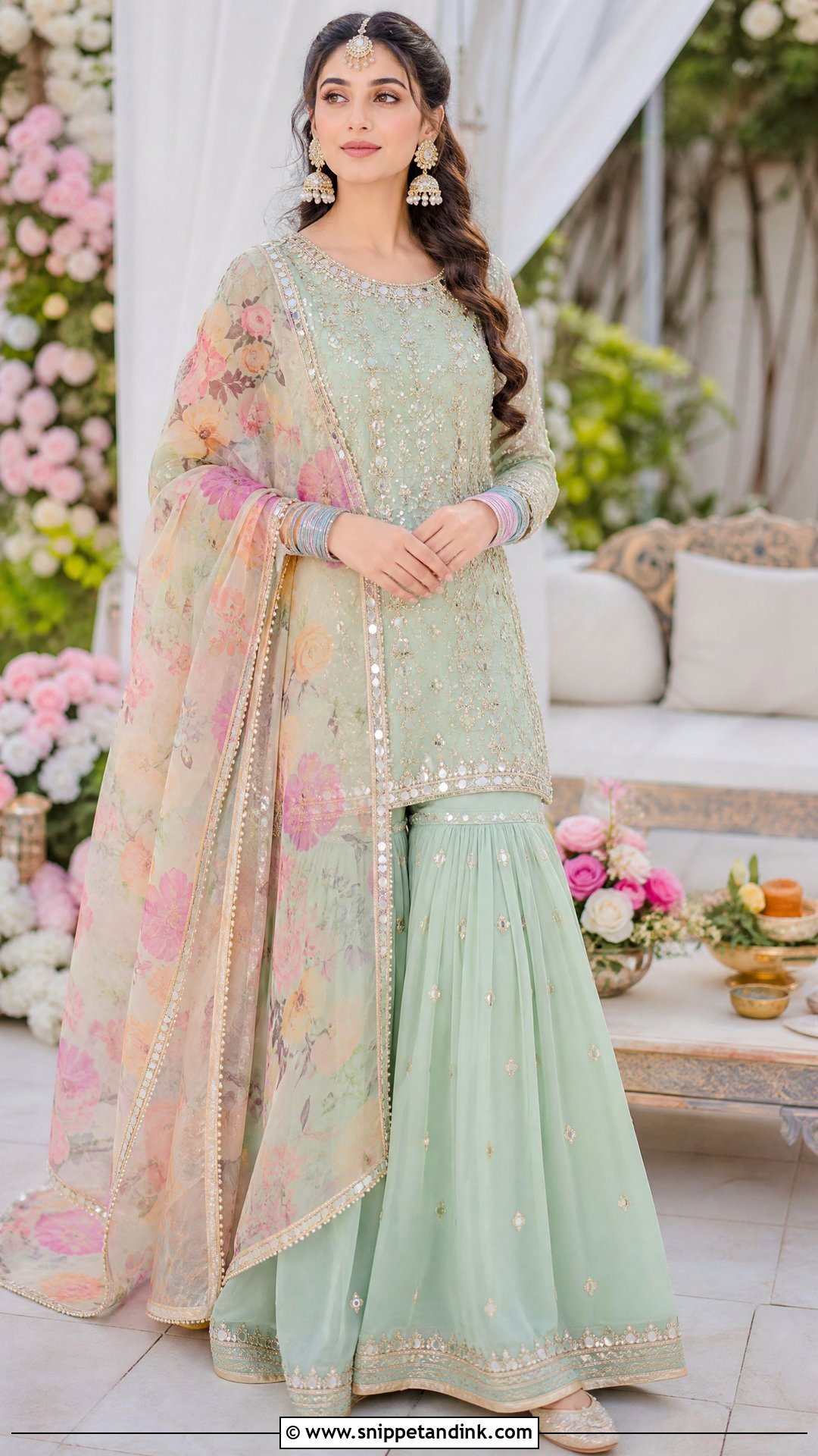 Pastel Mehndi Bridal Gharara - Snippet and Ink - 20 Pakistani Mehndi Bridal Wear Ideas