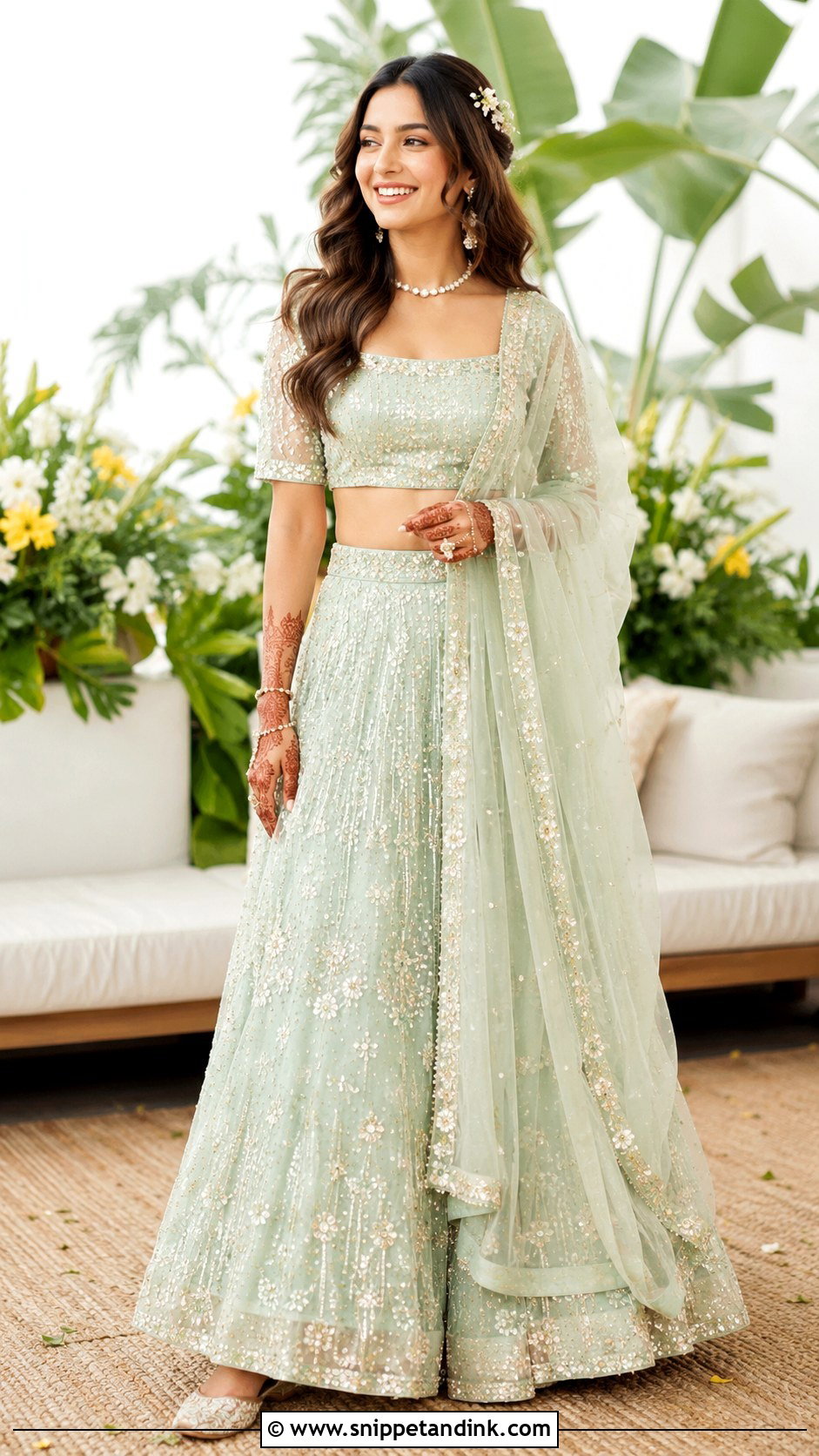 Pastel Mehndi Lehenga Outfit - Snippet and Ink - 30 Mehndi Outfit for Bride Ideas