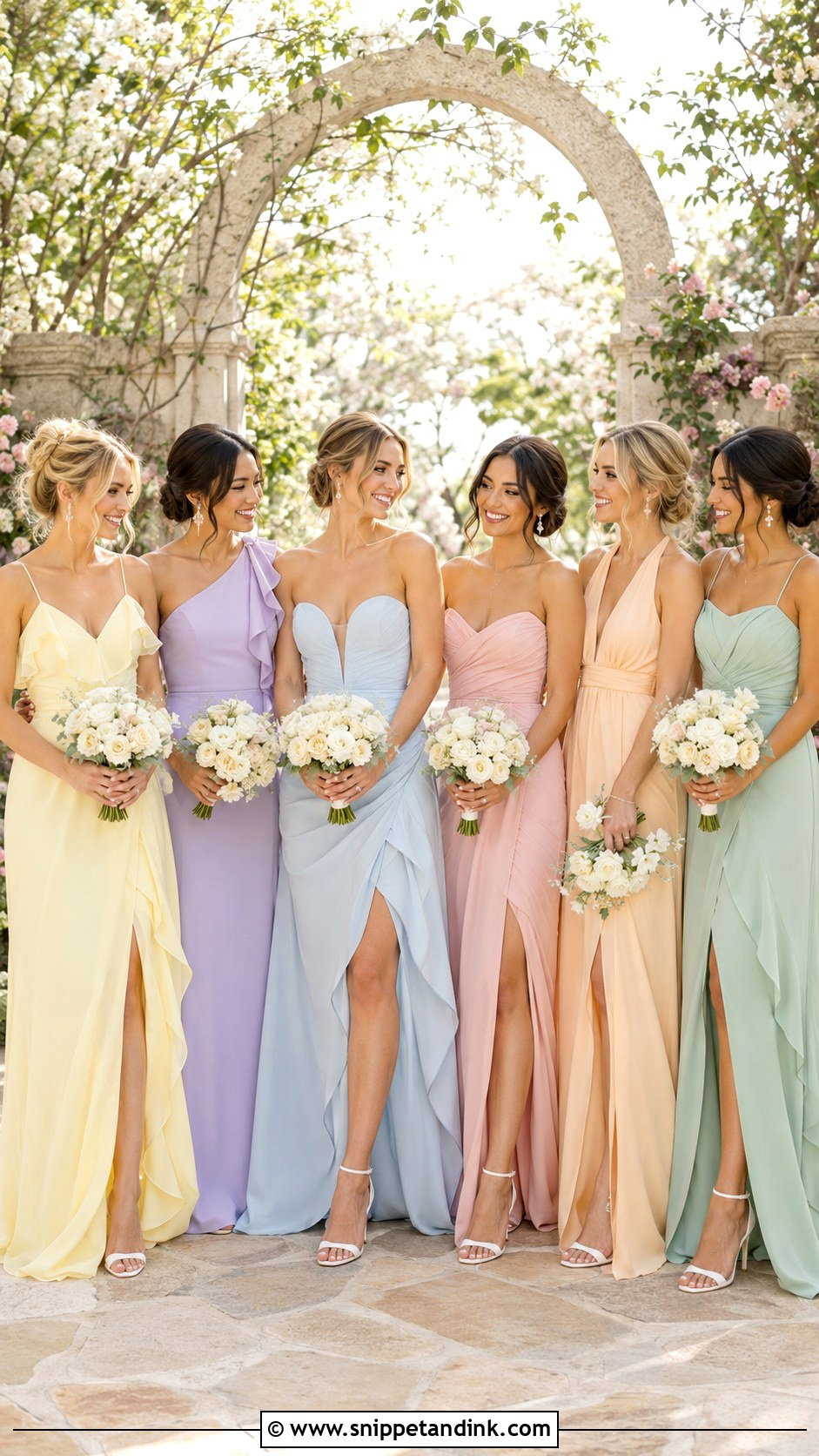 Pastel Mismatched Bridal Party - Snippet and Ink - 20 Mismatched Bridal Party Ideas