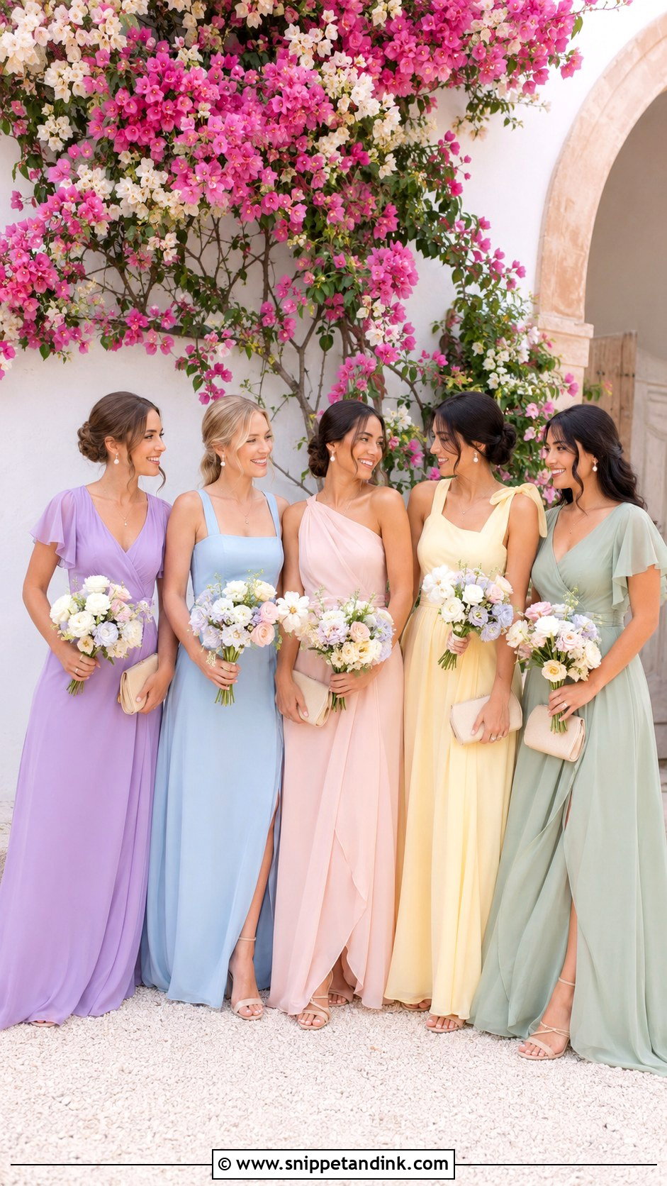 Pastel Mismatched Bridal Team Dresses - Snippet and Ink - 20 Bridal Team Dresses Ideas