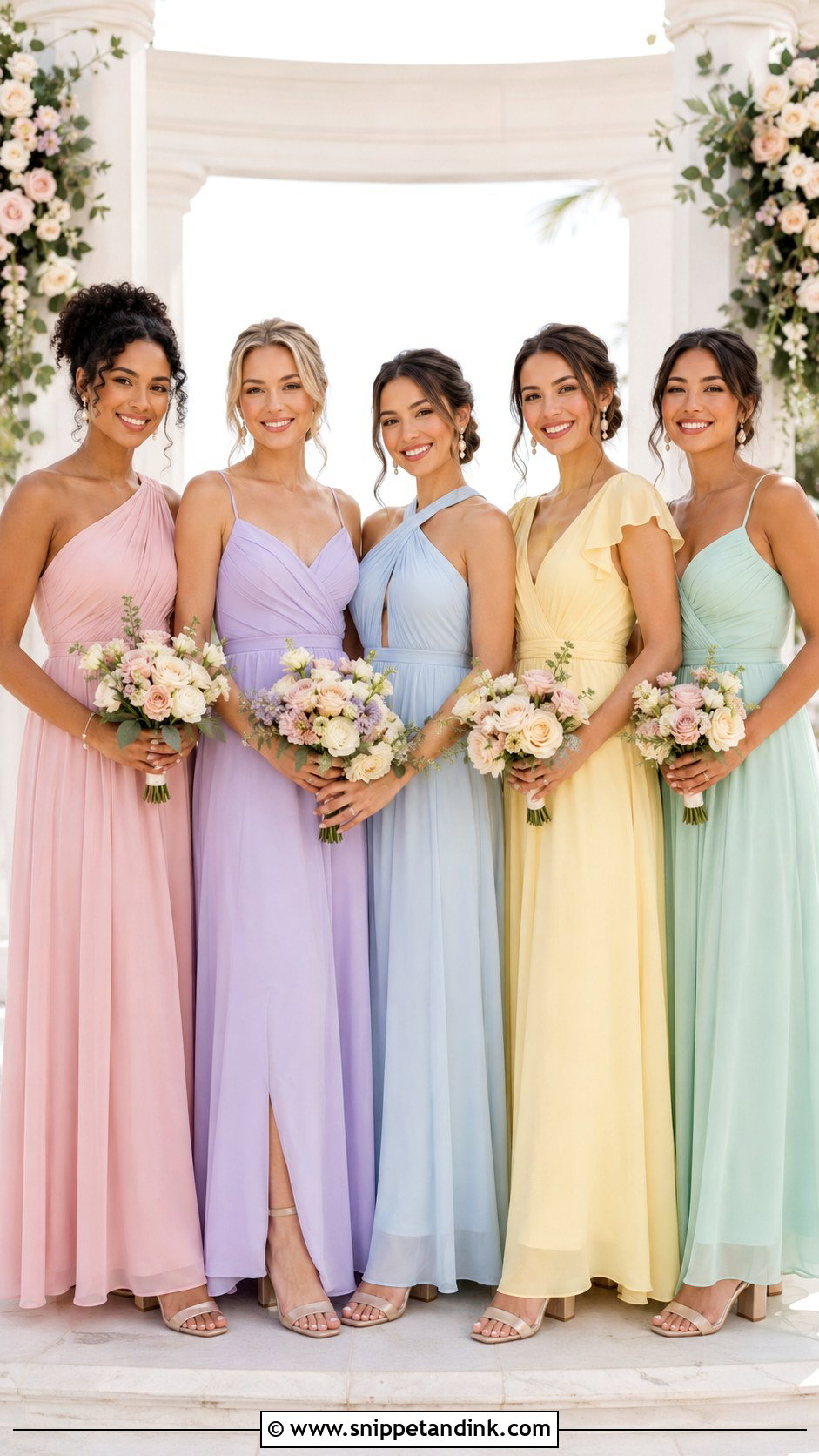 Pastel Mix And Match Bridal Party Dresses - Snippet and Ink - 20 Bridal Party Outfit Ideas