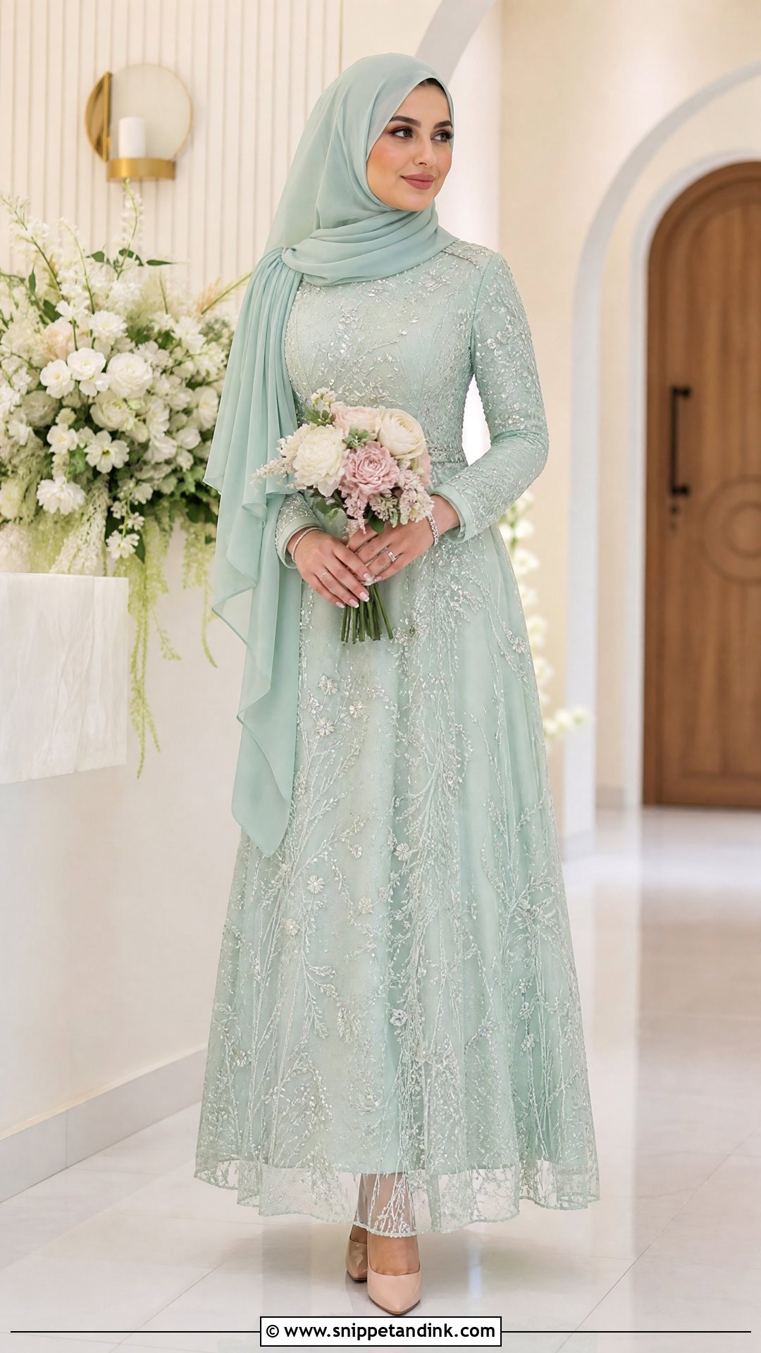 Pastel Muslim Wedding Dress With Hijab - Snippet and Ink - 25 Muslim Wedding Dress Hijab Bride Ideas