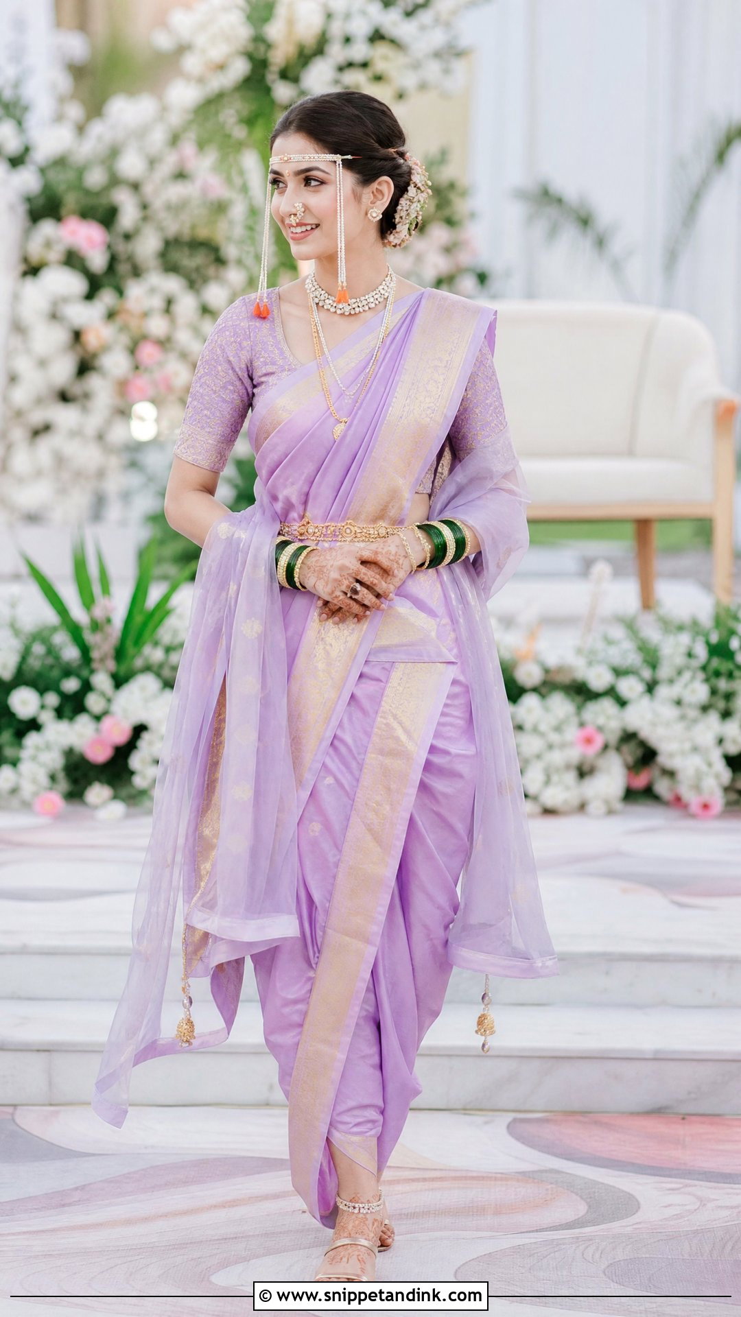 Pastel Nauvari Bride Look - Snippet and Ink - 20 Nauvari Bride Look Ideas