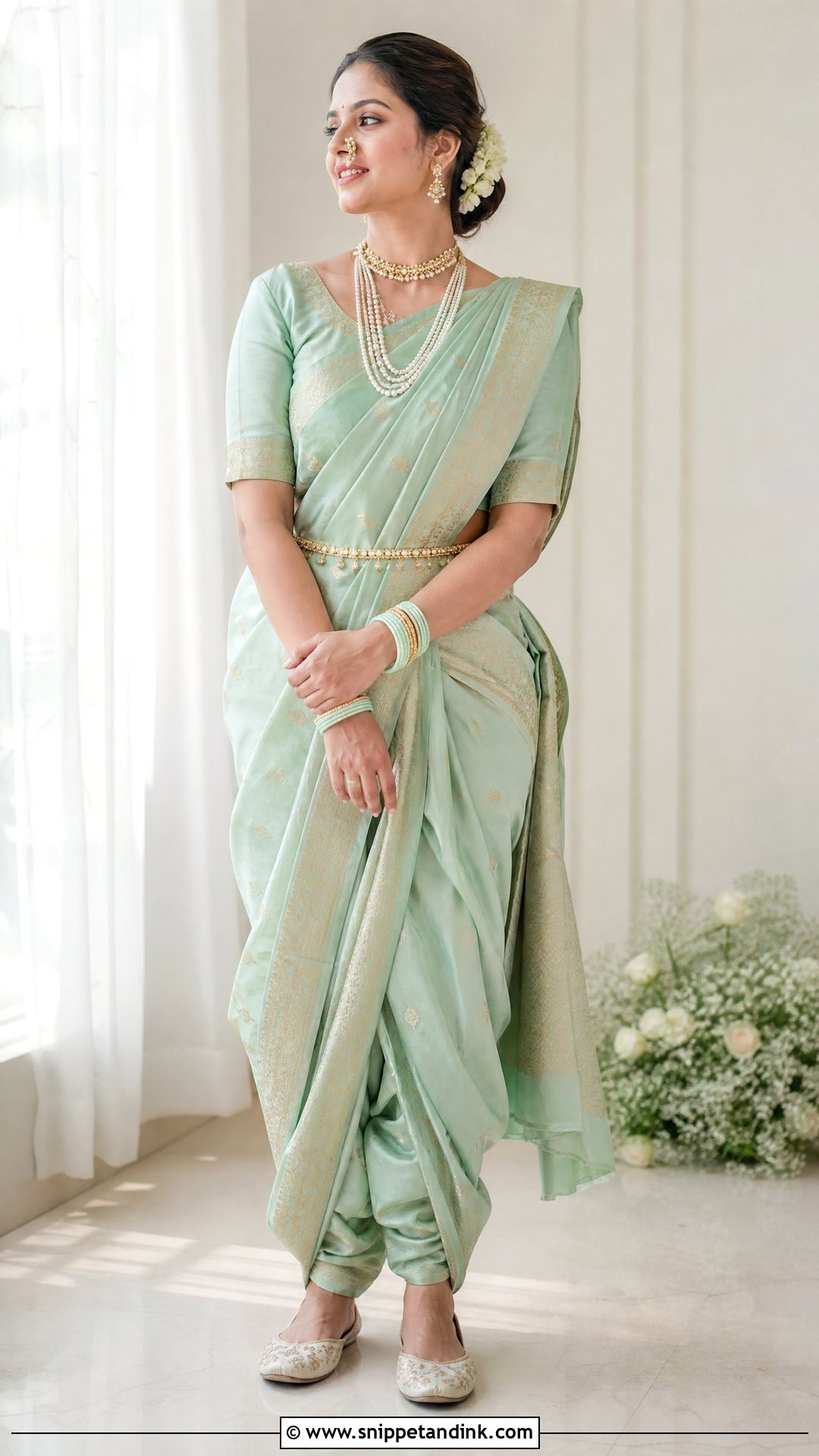 Pastel Nauwari Bride Look - Snippet and Ink - 25 Nauwari Bride Look Ideas